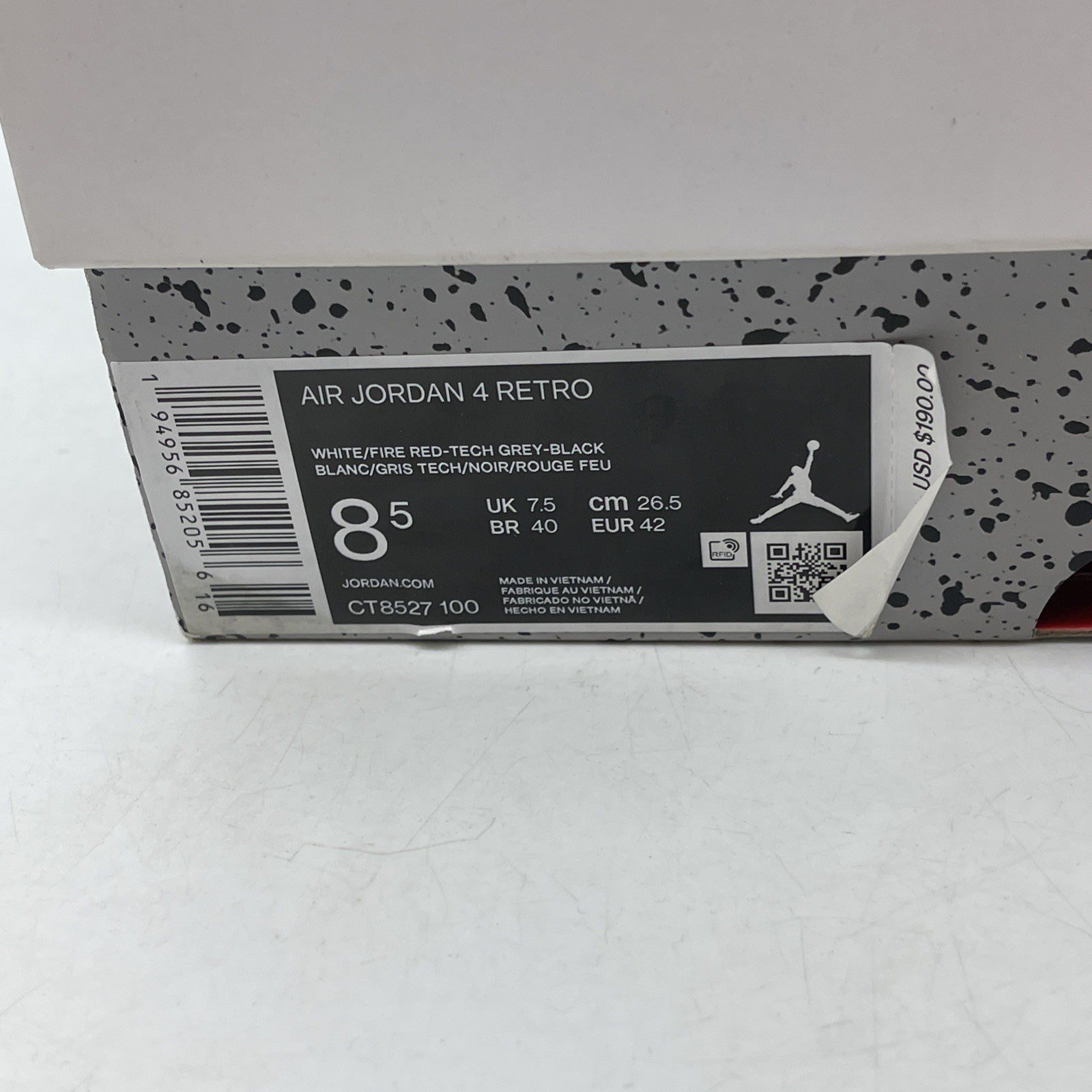 Size 8.5 - Jordan 4 Retro Mid White Oreo Grey Leather (CT8527-100)