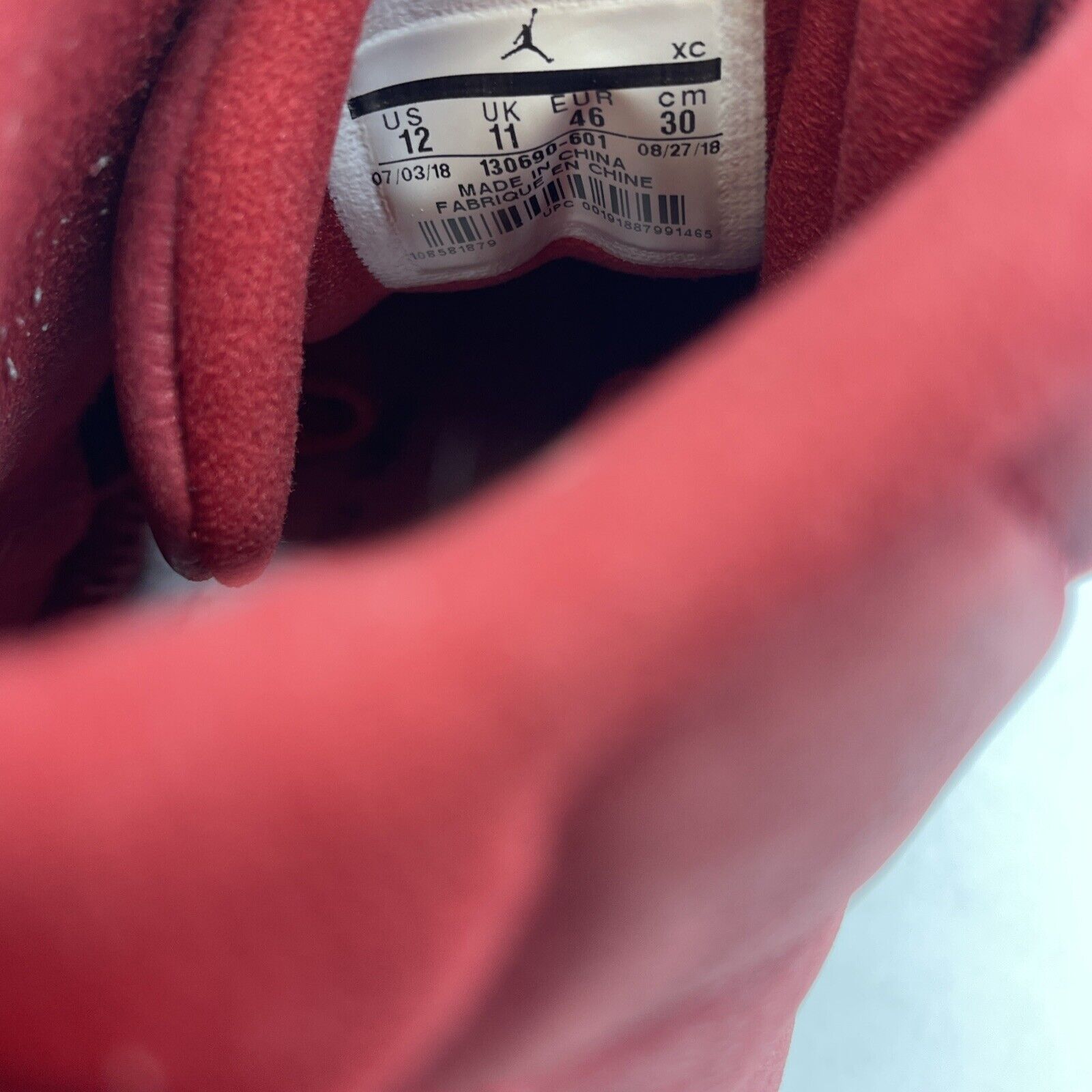 Size 12 - Air Jordan 12 Retro Gym Red Black Suede Leather (130690-601)