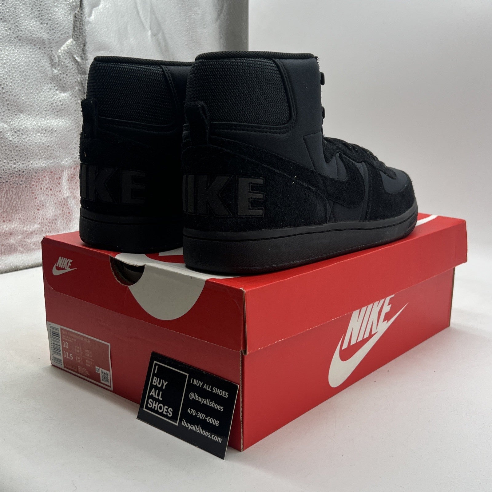 Size 10 - Nike Terminator High Boot Shoe Triple Black Sneaker (FJ5464-010)