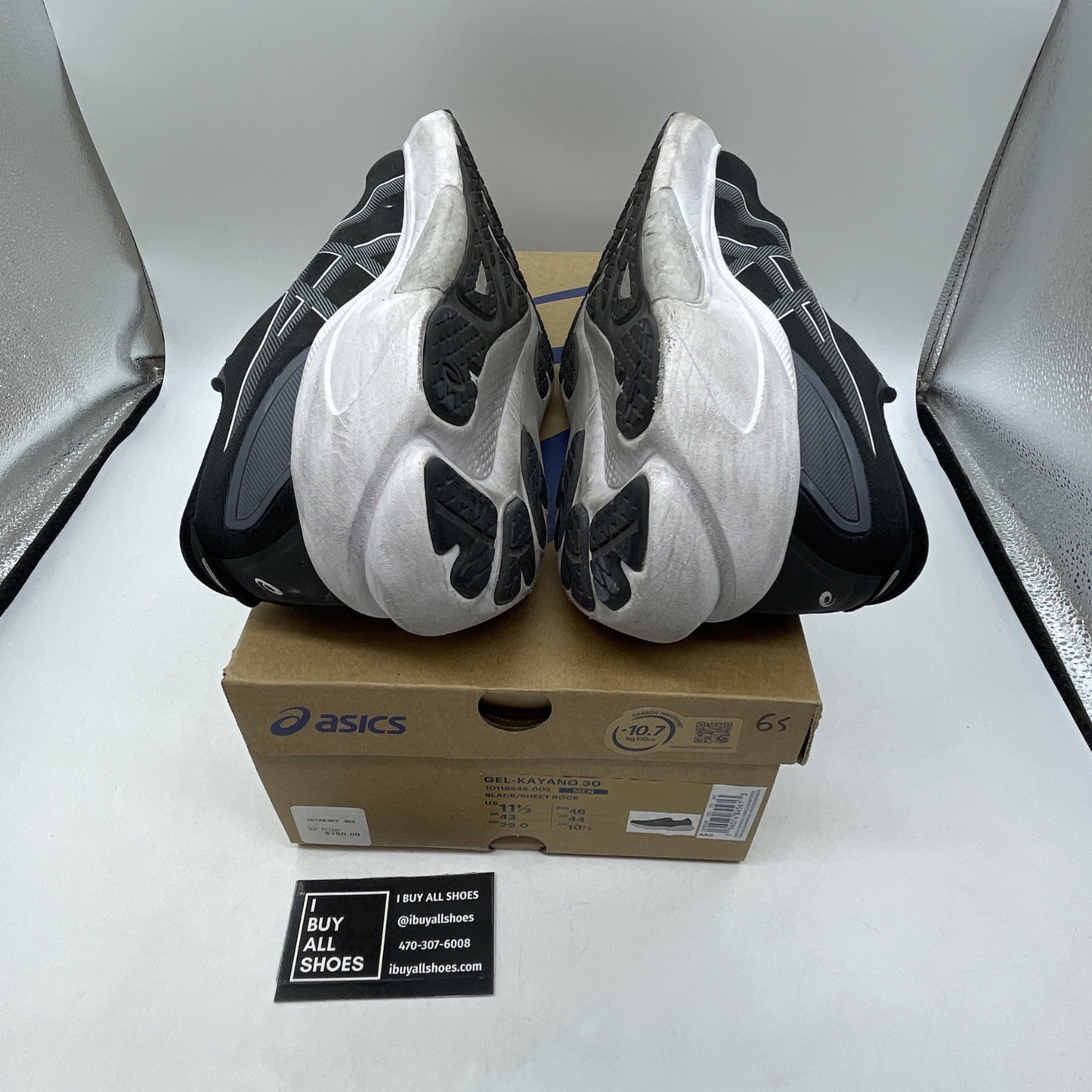 Size 11.5 - Asics Gel Kayano 30 Black Sheet Rock (1011B548-002)