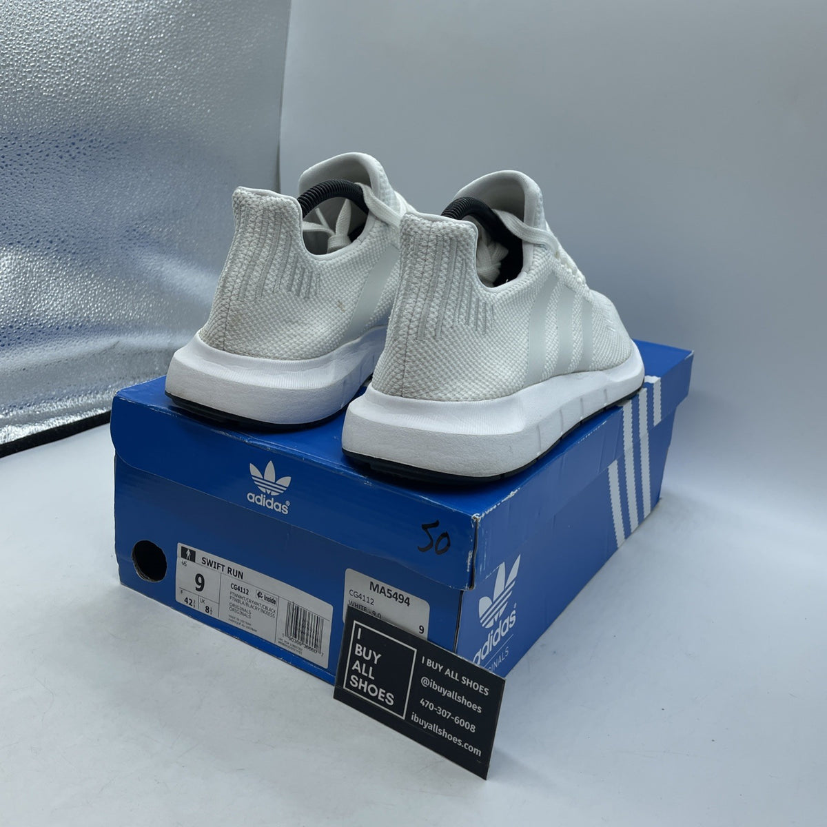 Size 9 - Adidas Swift Run White (CG4112)