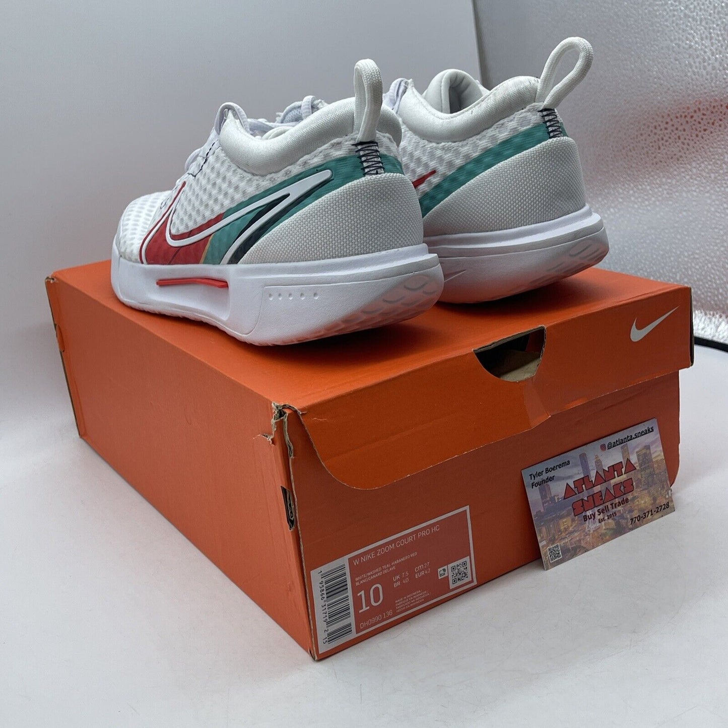 Size 10W - NikeCourt Zoom Pro White Washed Teal Blue Red Suede (DH0990-136)