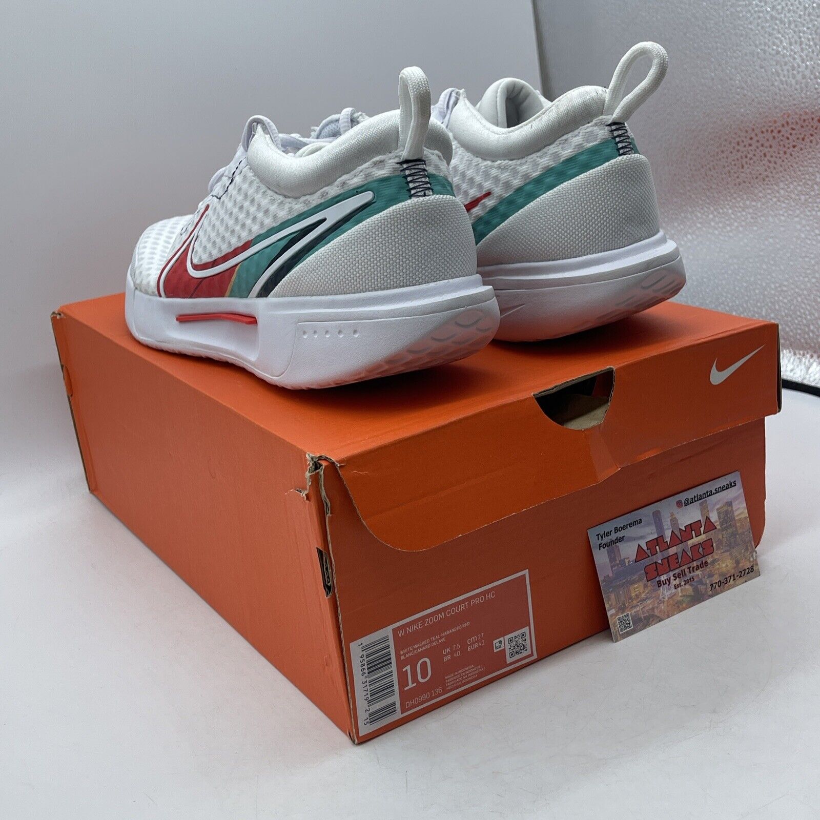 Size 10W - NikeCourt Zoom Pro White Washed Teal Blue Red Suede (DH0990-136)