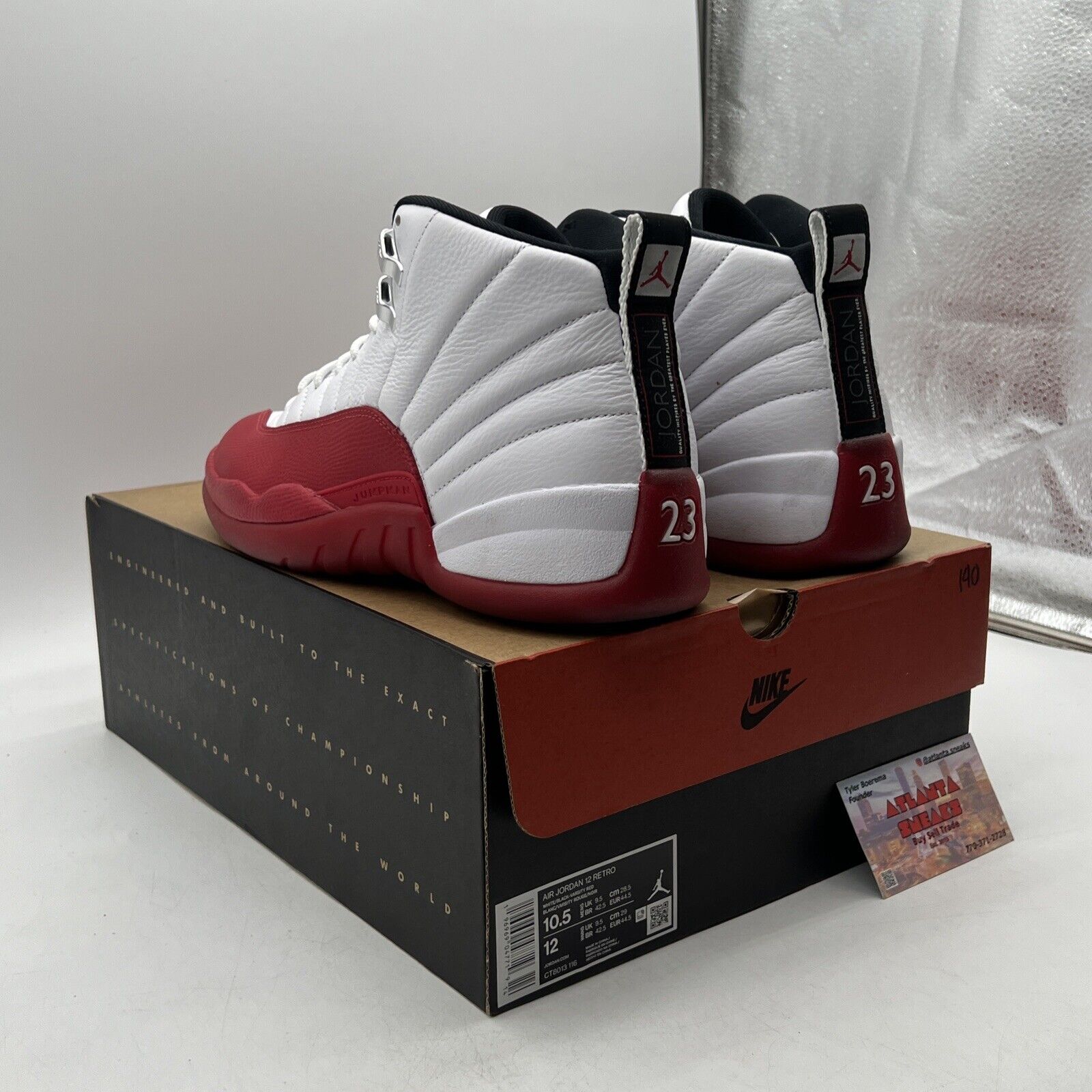 Size 10.5 - Jordan 12 Retro 2023 Mid Cherry White Red Black Leather (CT8013-116)