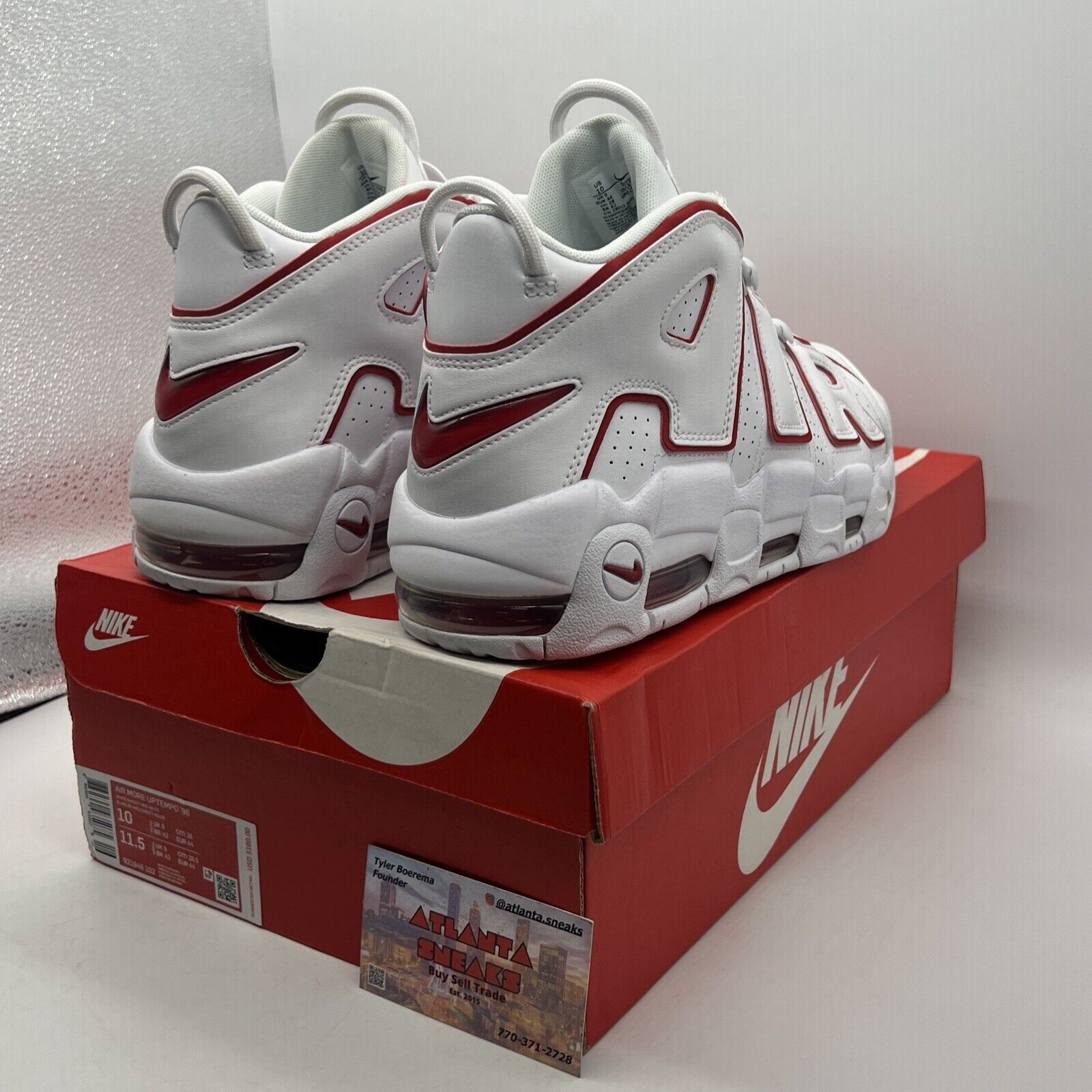 Size 10 - Nike Air More Uptempo White Varsity Red 2018 Leather (921948-102)