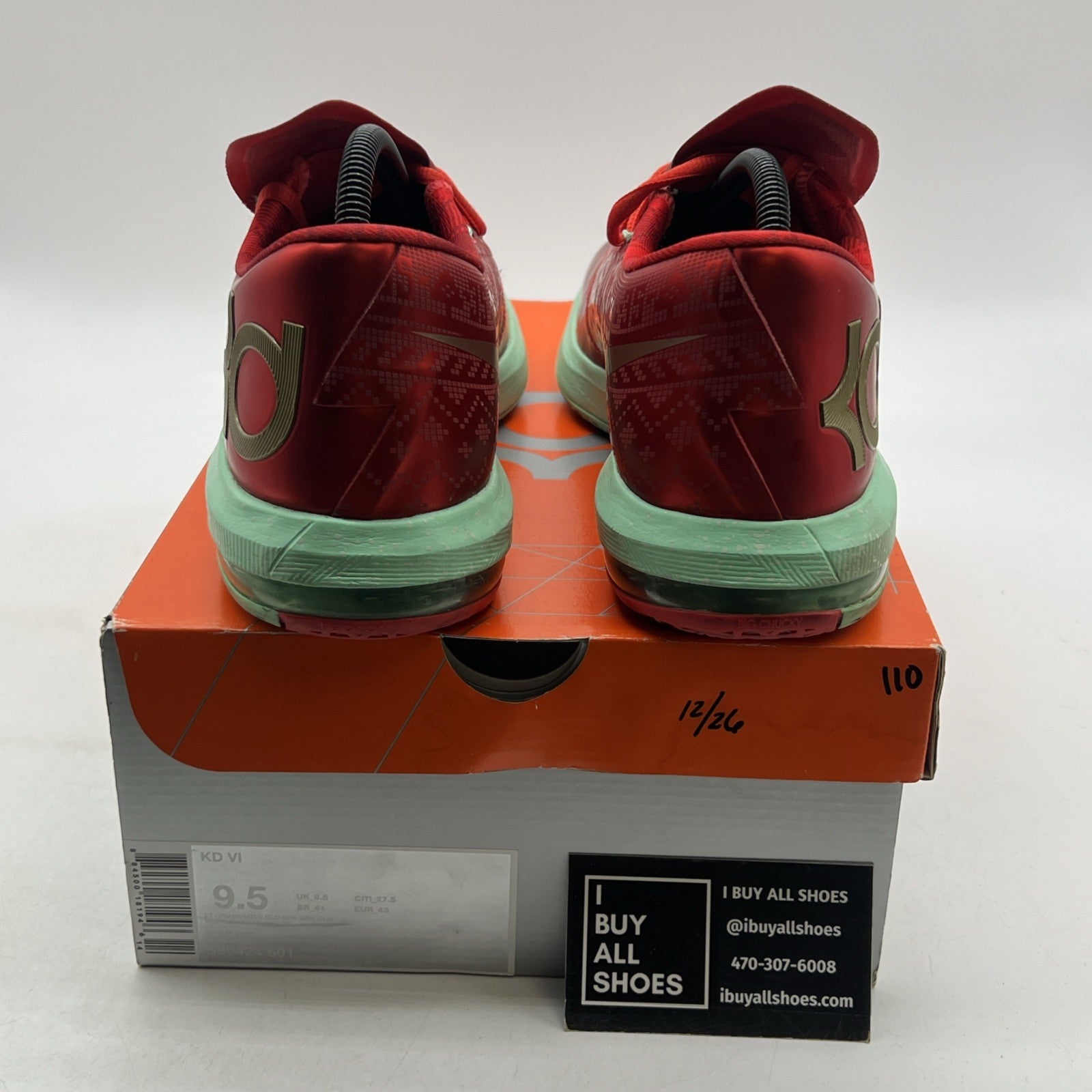 Size 9.5 - Nike KD 6 Christmas - (599424-601)
