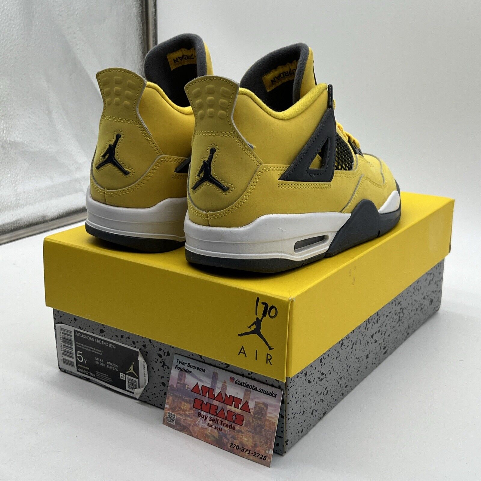 Size 5 - Jordan 4 Retro GS Tour Yellow 2021 - Suede Grey  (408452-700)