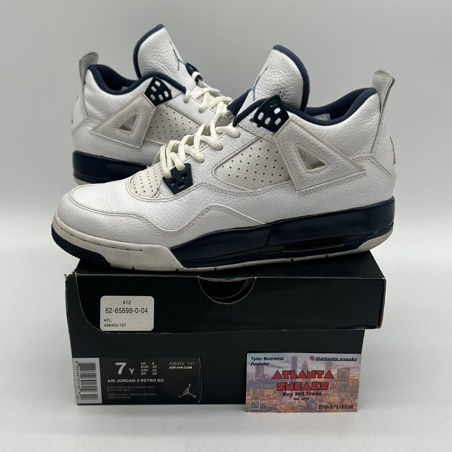 Size 7y (GS) - Jordan 4 Retro Low Legend Blue With Box Premium Leather Navy