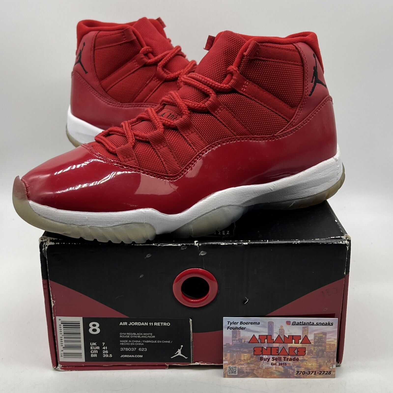 Size 8 - Jordan 11 Retro High Win Like '96 Red White Leather (378037-623)