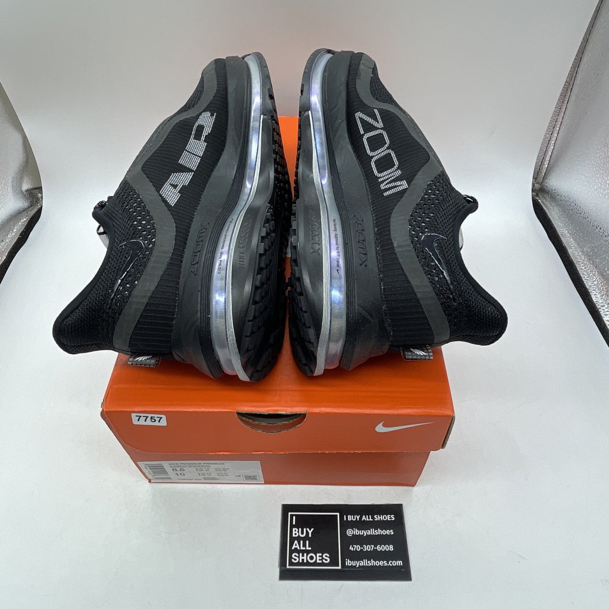 Size 8.5 - Nike Pegasus Premium Black Metallic Silver (HQ2592-005)