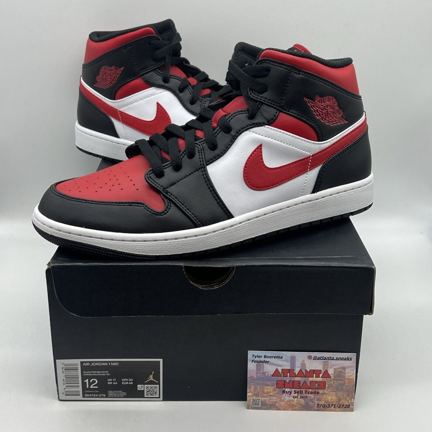 Size 12 - Jordan 1 Mid Bred Toe Brand New Og All