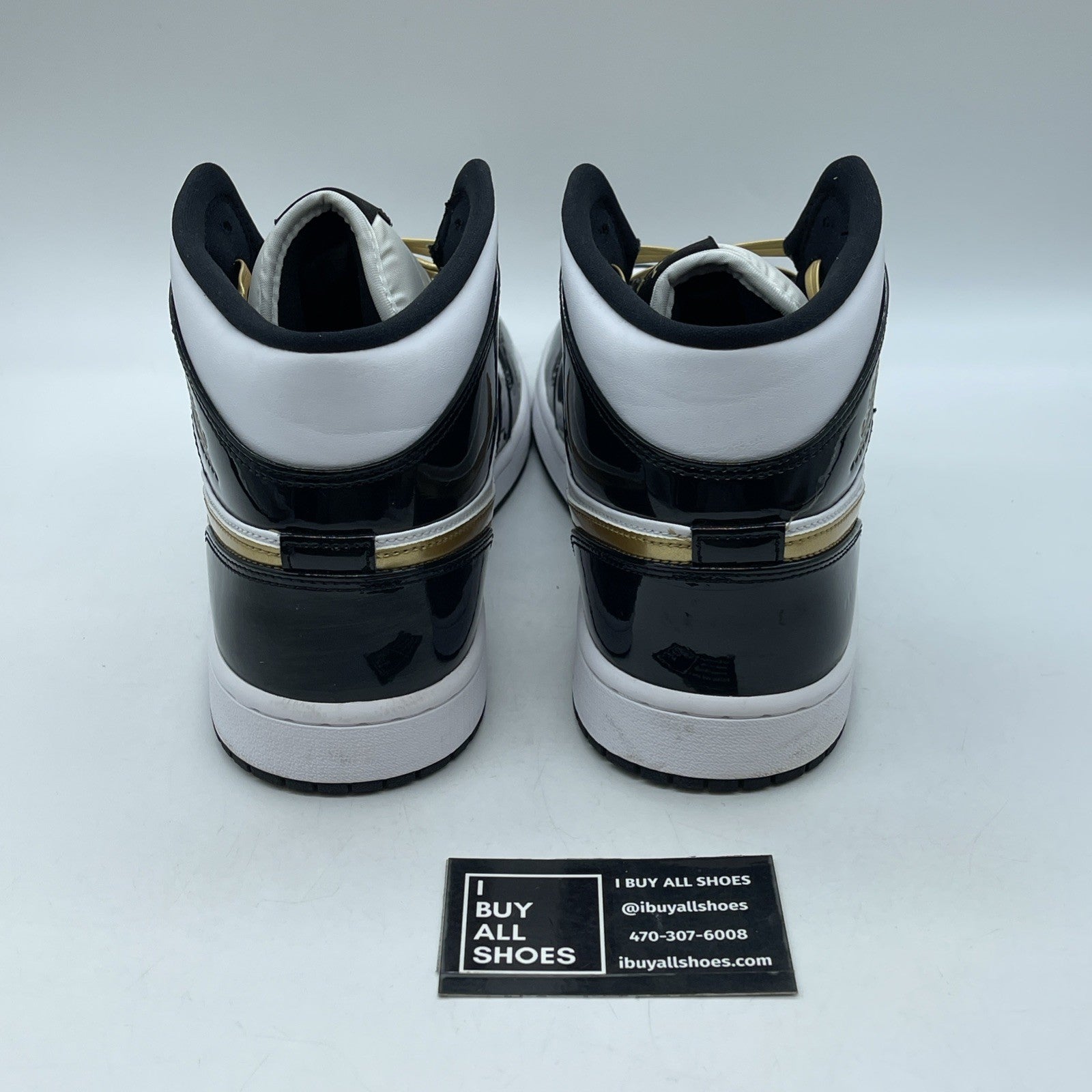 Size 12 - Air Jordan 1 Mid SE Patent Black Gold (852542-007)