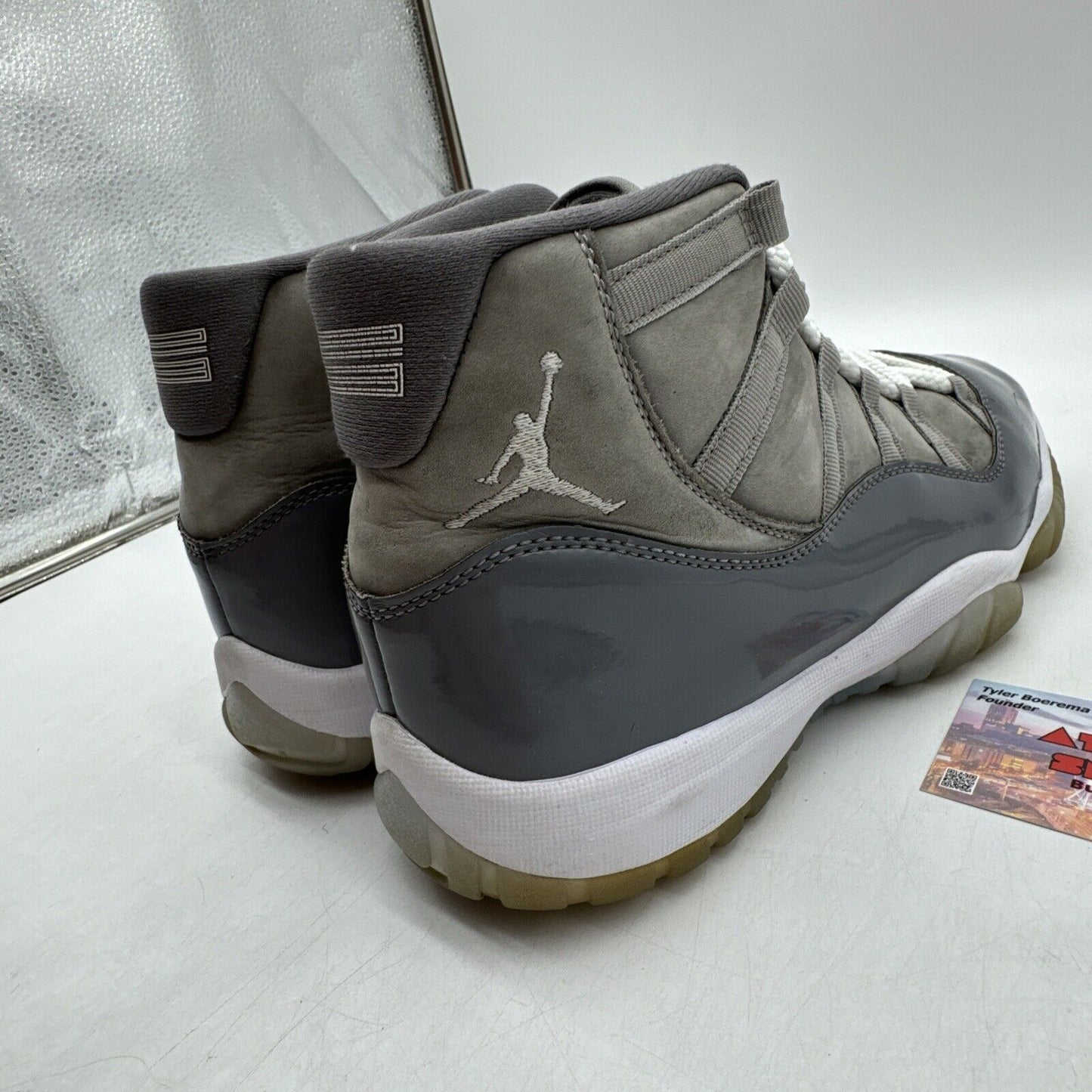 Size 10.5 - Jordan 11 Retro High Cool Grey Patent Smooth Suede Ice Sole