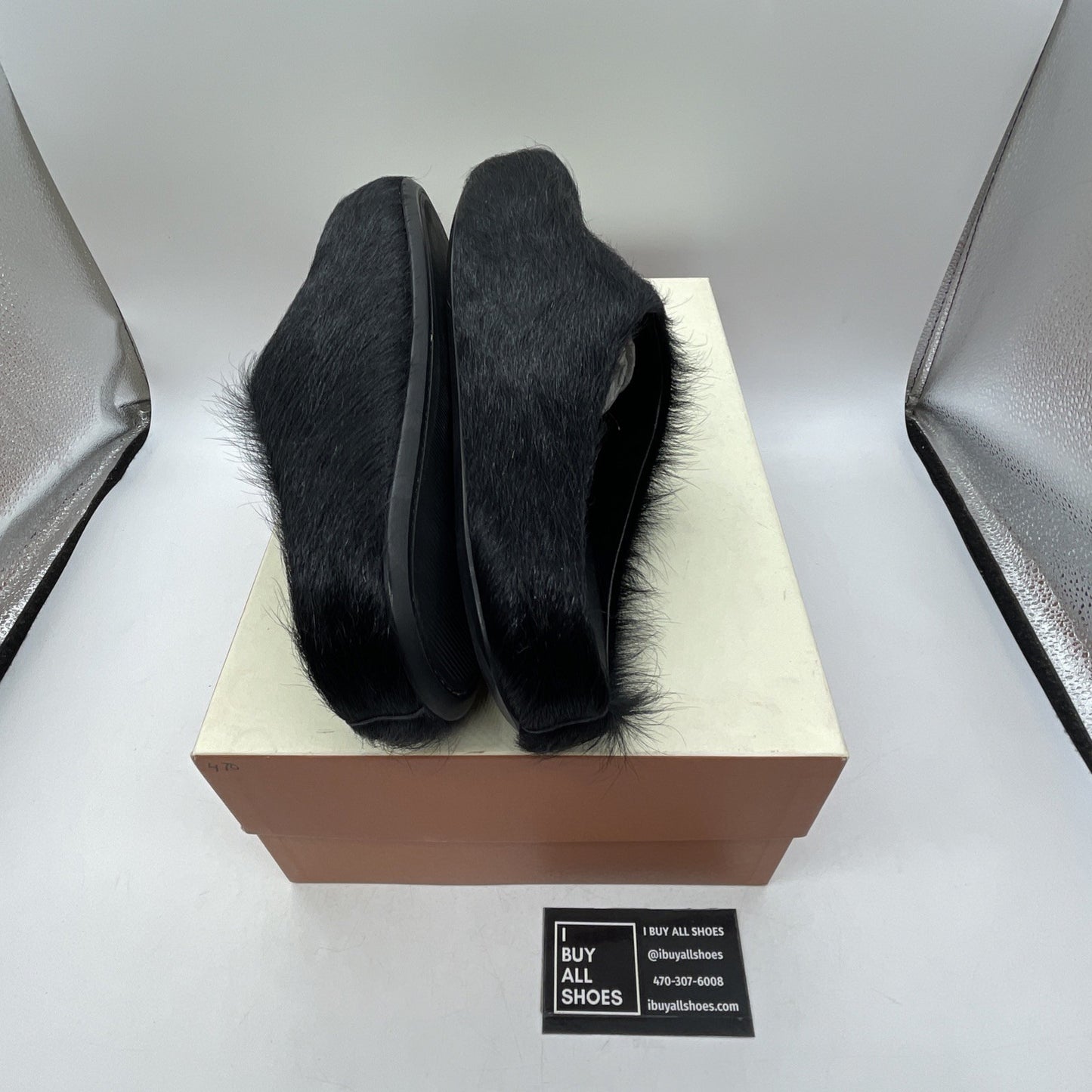 Size 43 - Marni Black Long Hair Calfskin Fussbett  Sabot