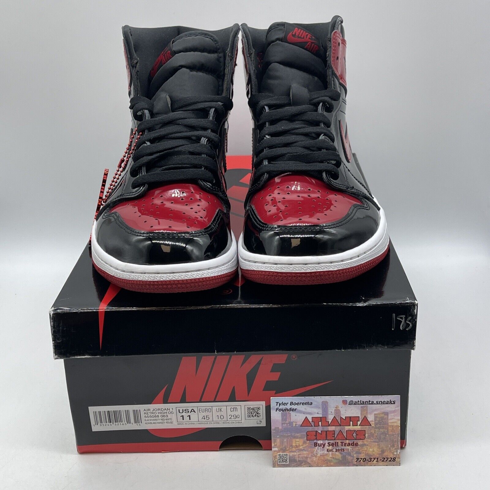 Size 11 - Jordan 1 Retro OG High Patent Bred Red Black Leather (555088-063)