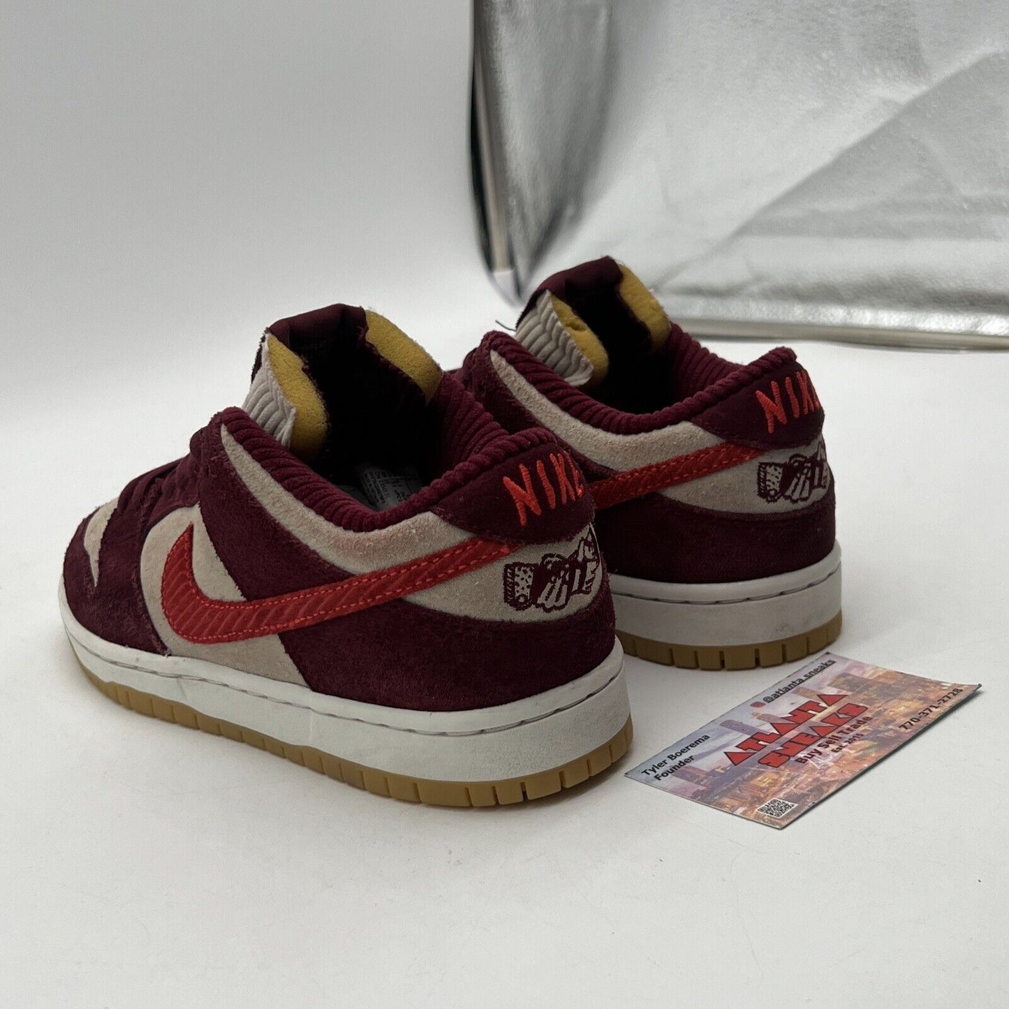 Size 4.5 - Nike Skate Like a Girl x Dunk SB Low White Maroon Suede (DX4589-600)