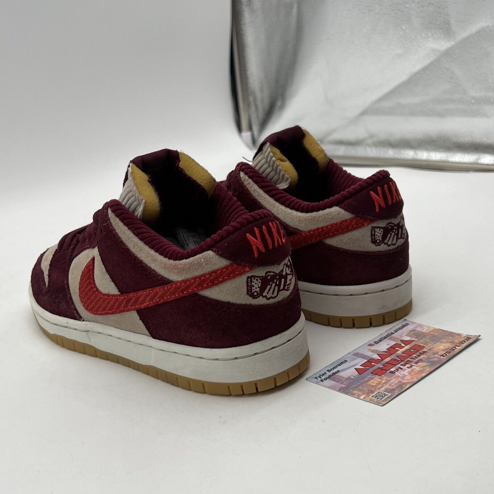 Size 4.5 - Nike Skate Like a Girl x Dunk SB Low White Maroon Suede (DX4589-600)