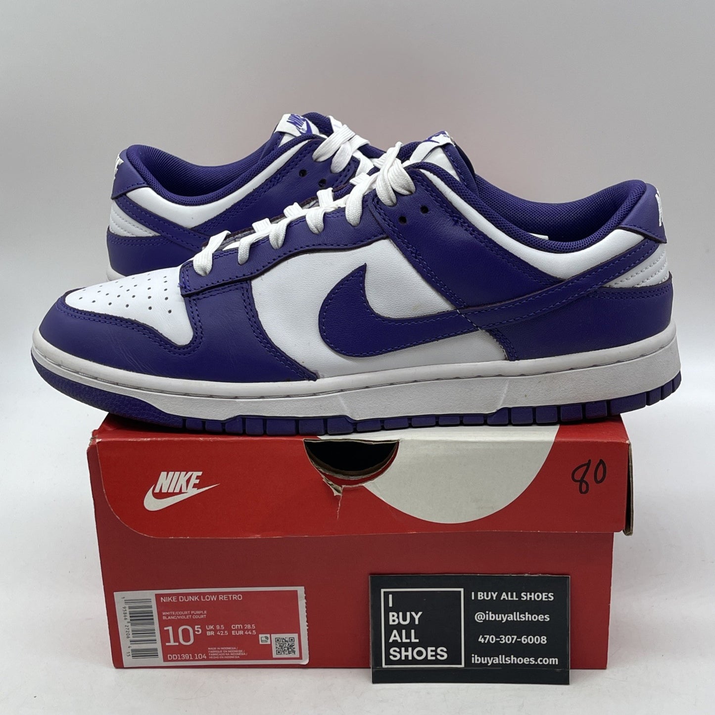 Size 10.5 - Nike Dunk Low Retro Court Purple 2022 White Leather (DD1391-104)