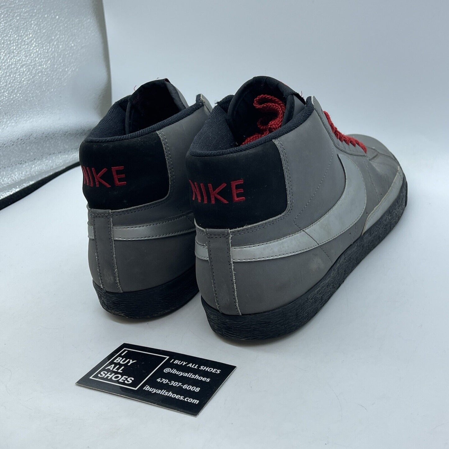 Size 13 - Nike Blazer High Gray Black Red Suede (315877-007)