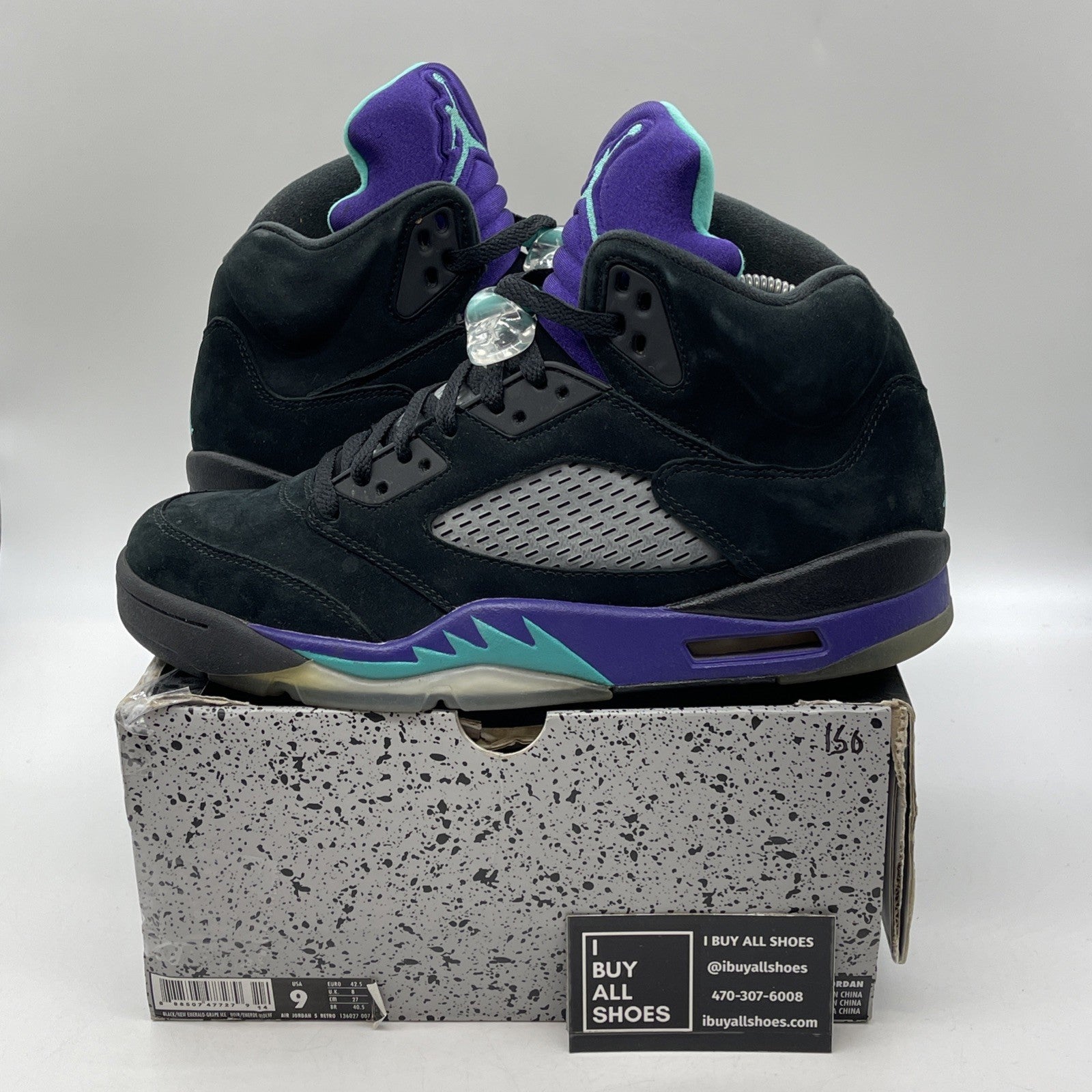 Size 9 - Air Jordan 5 Retro Black Grape Black Suede (136027-007