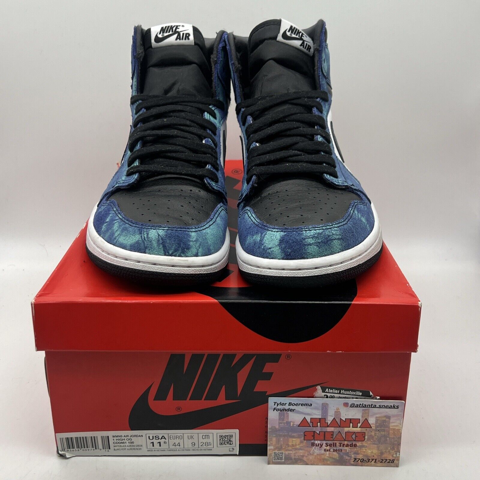 Size 11.5 - Air Jordan 1 Retro OG Tie-Dye W Black White Blue Leather CD0461-100