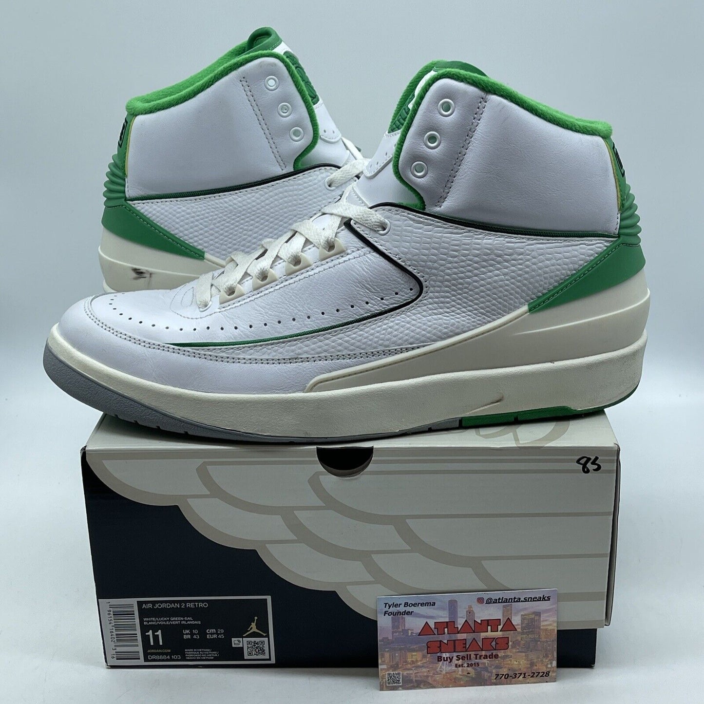 Size 11 - Jordan 2 Retro Lucky Green White Black Leather (DR8884-103)