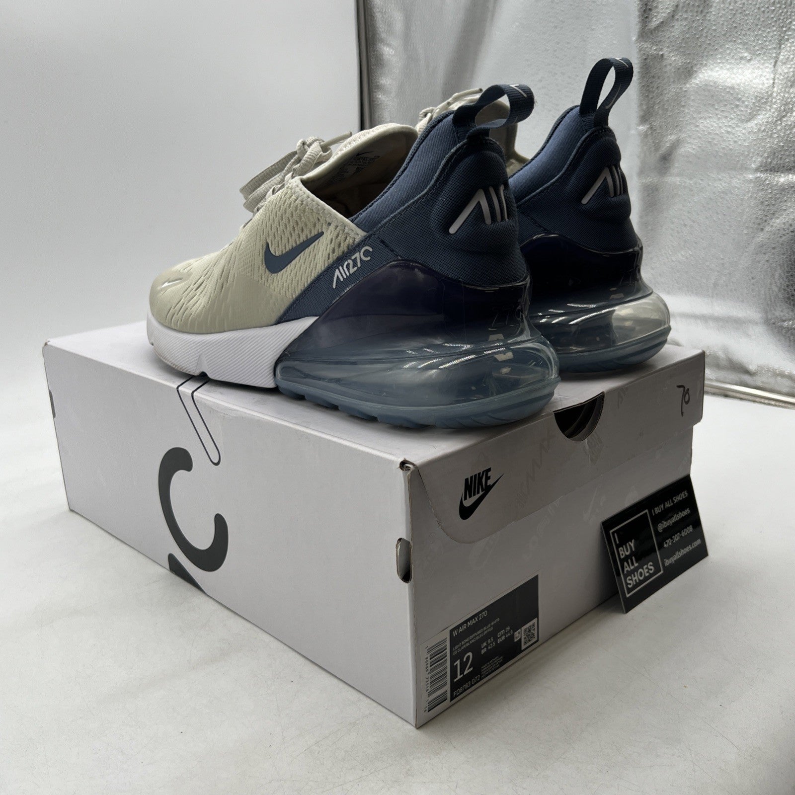 Size 12 - Nike Air Max 270 Light Bone Diffused Blue W (FQ8783-072)