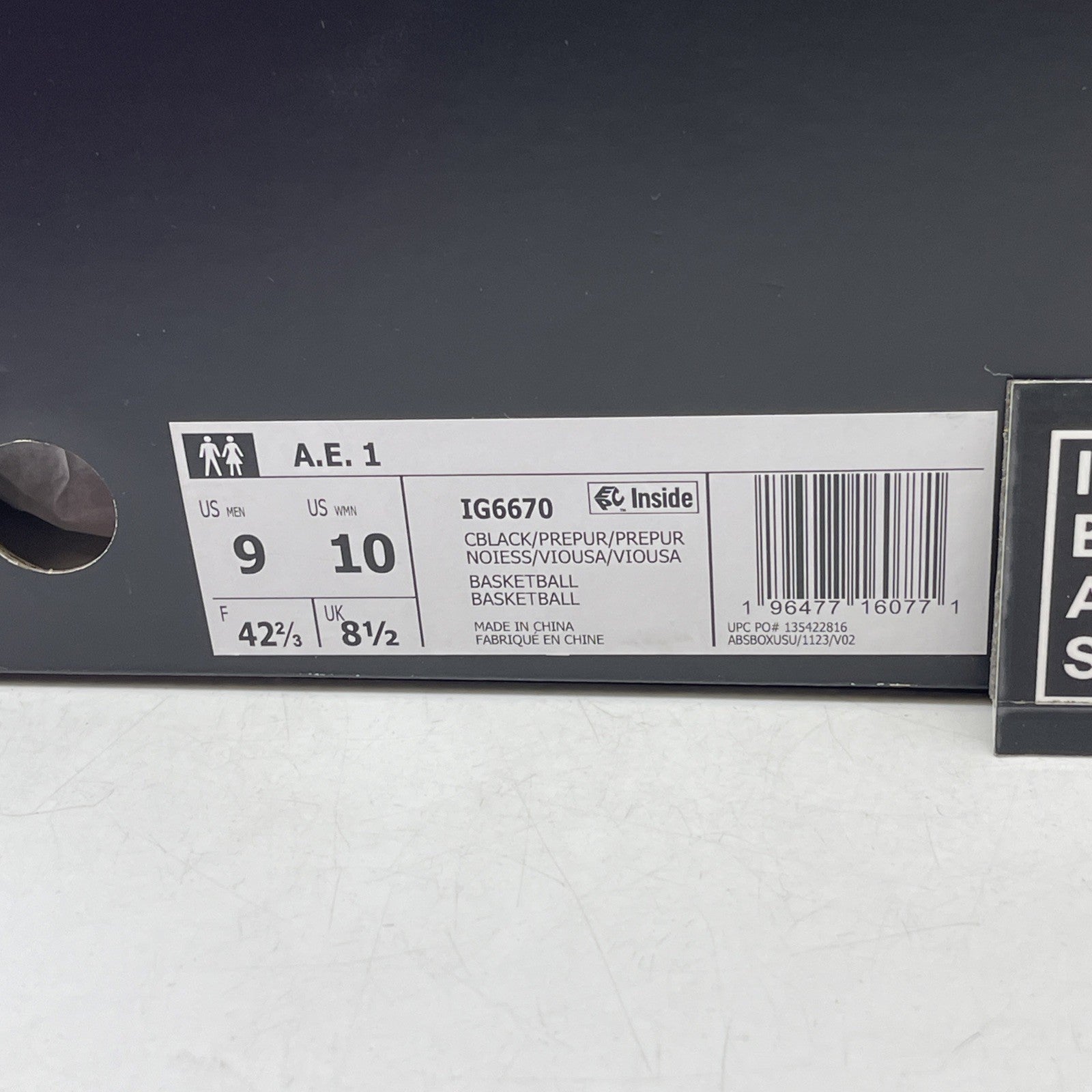 Size 9 - Adidas AE 1 Light Purple (IG6670)