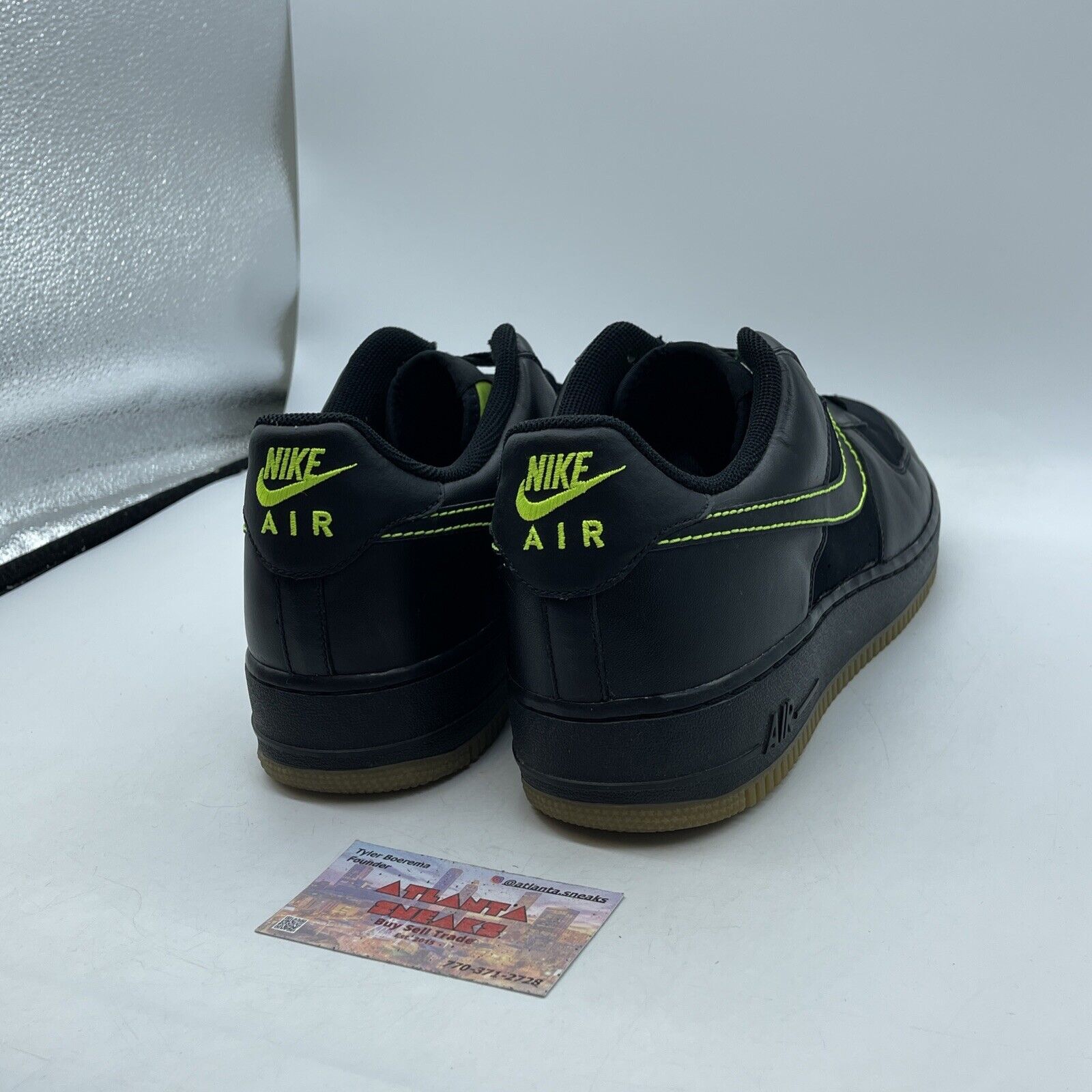 Size 12 - Nike Air Force 1 '07 Black Volt Suede Leather Green (315122-002)