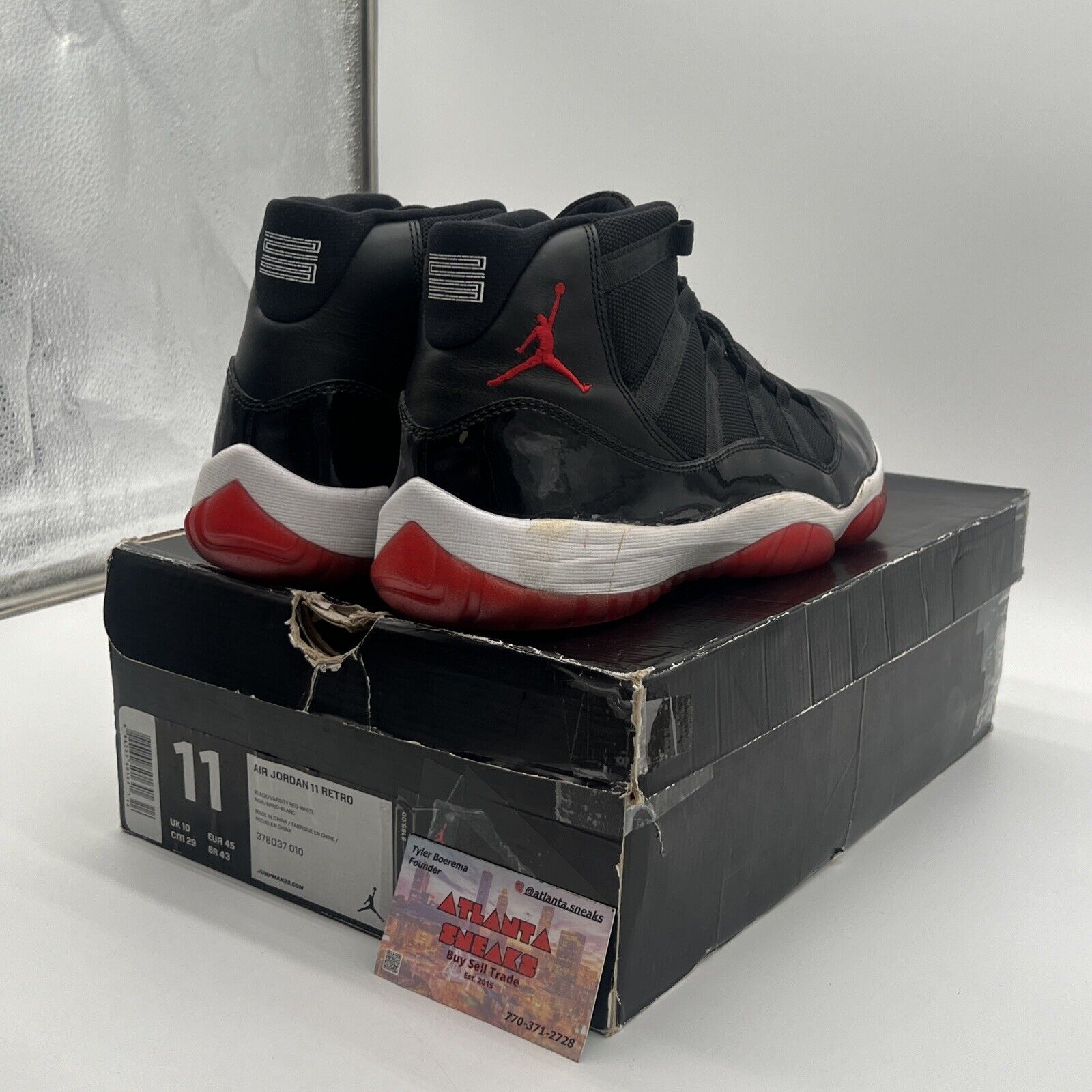 Size 11 - Jordan 11 Retro Bred 2012 Black White Red Leather (378037-010)