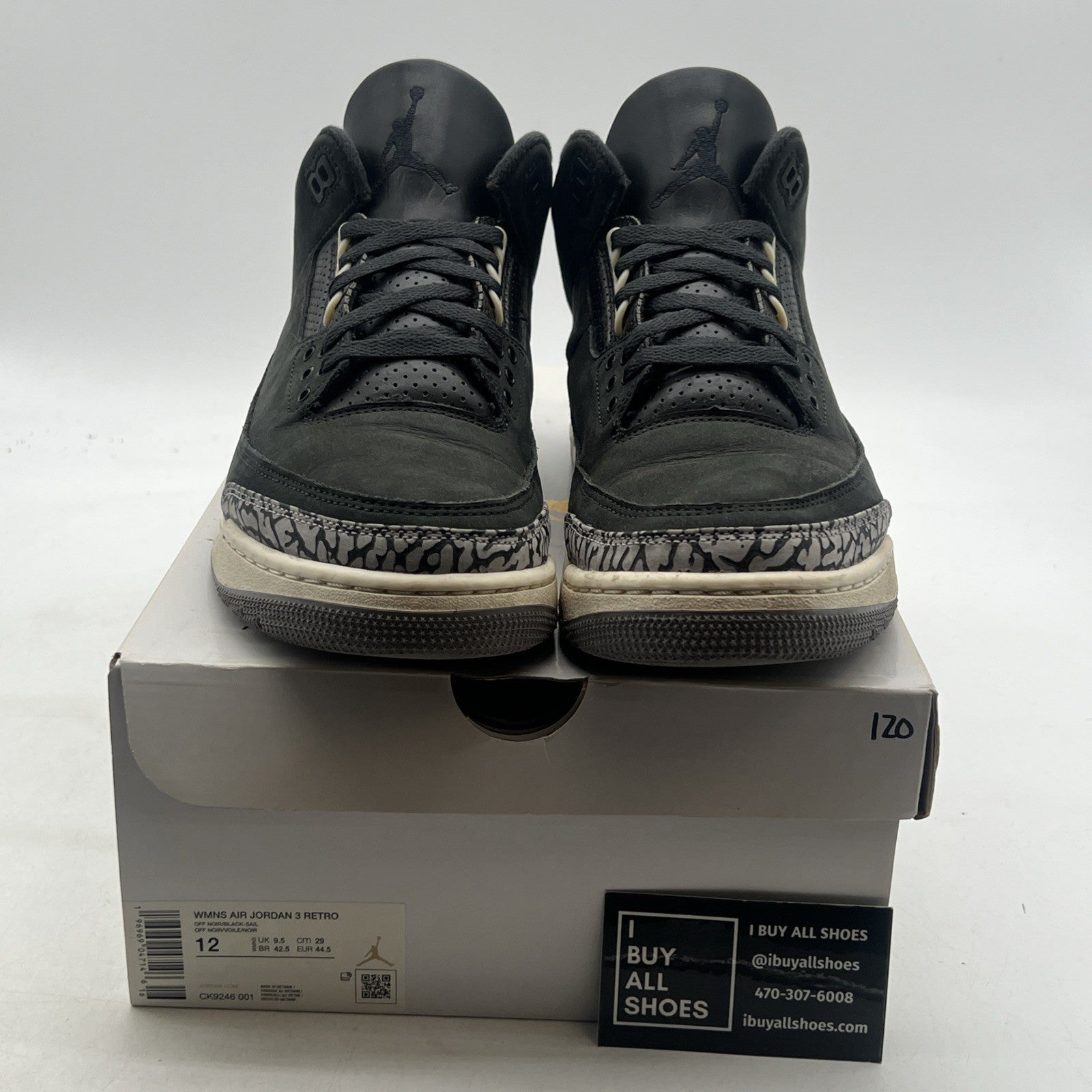 Size 12W - Air Jordan 3 Retro- Off Noir/Black-Sail (CK9246-001)