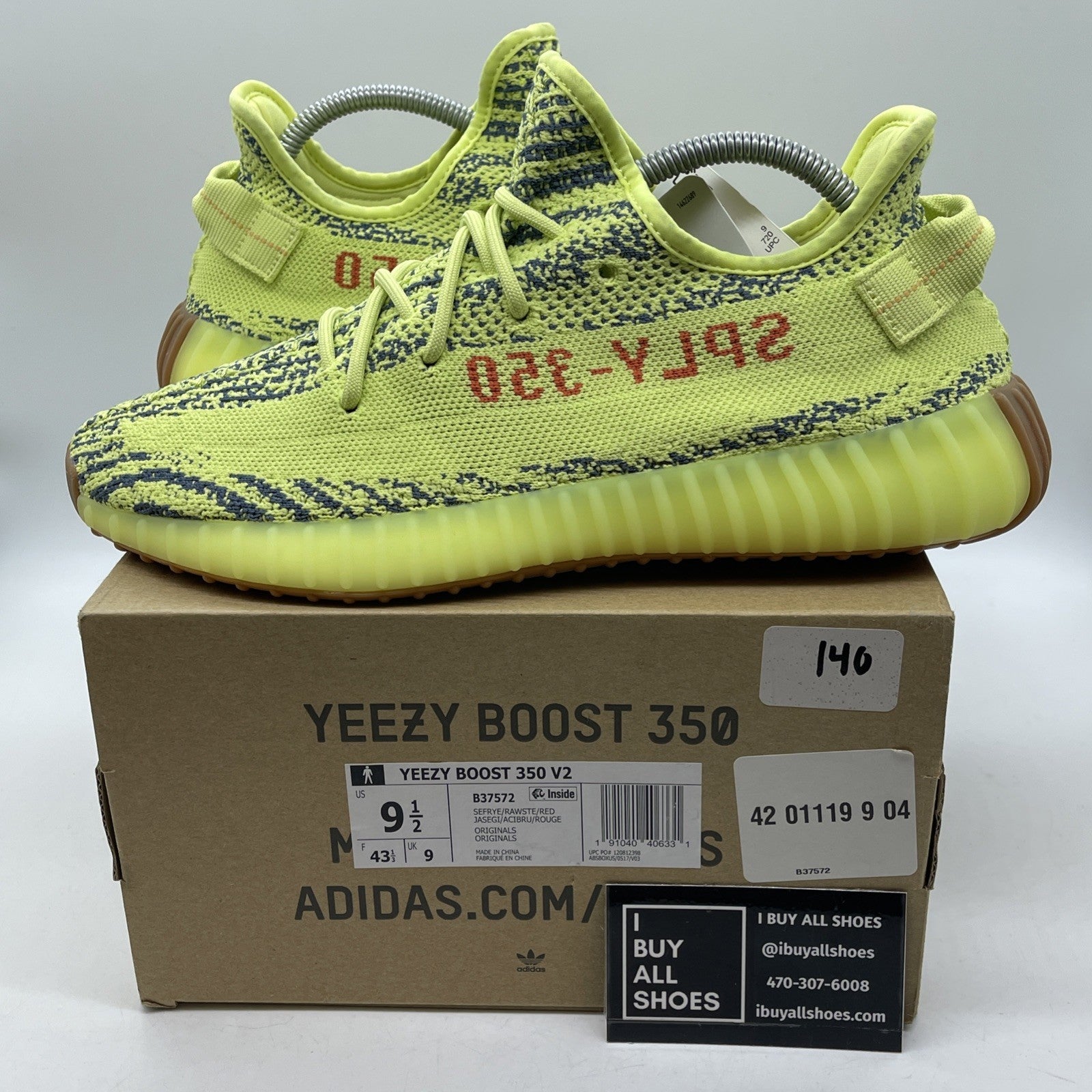 Size 9.5 - adidas Yeezy Boost 350 V2 Low Semi Frozen Yellow Suede (B37572)