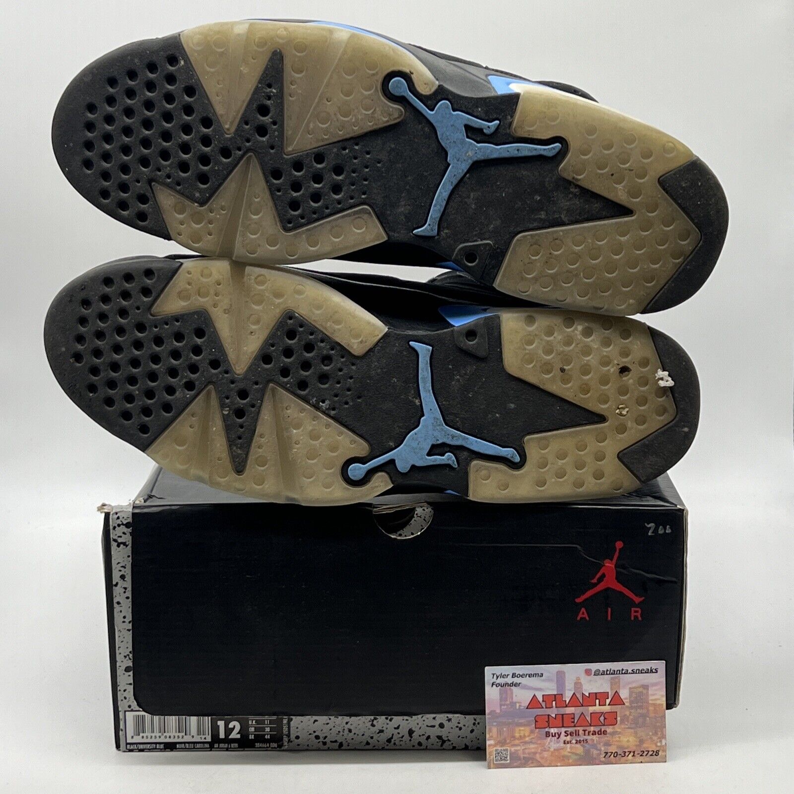 Size 12 - Air Jordan 6 Retro UNC Black (384664-006)