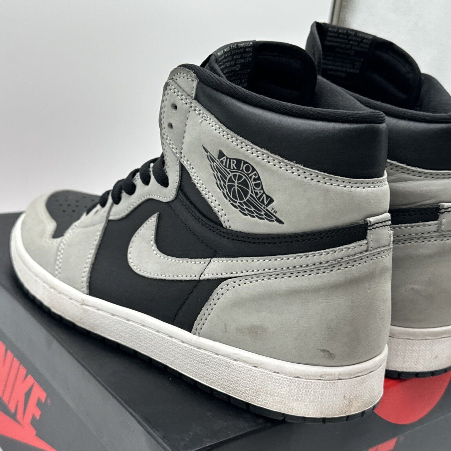 Size 10 - Jordan 1 Retro OG High Shadow 2.0 Grey Black Suede White All Stars