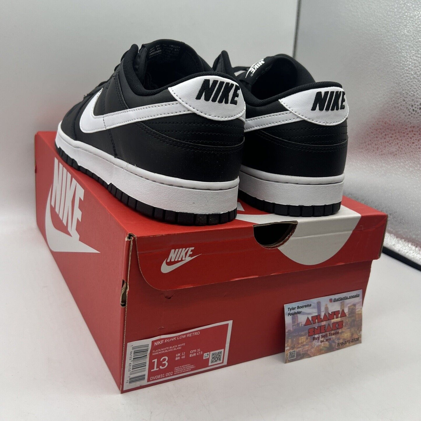 Size 13 - Nike Dunk Low Black Panda 2.0 Brand New Og All Black White