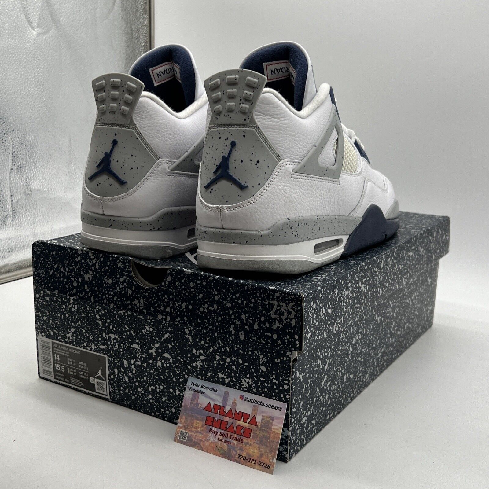 Size 14 - Jordan 4 Retro Mid Midnight Navy White Leather (DH6927-140)