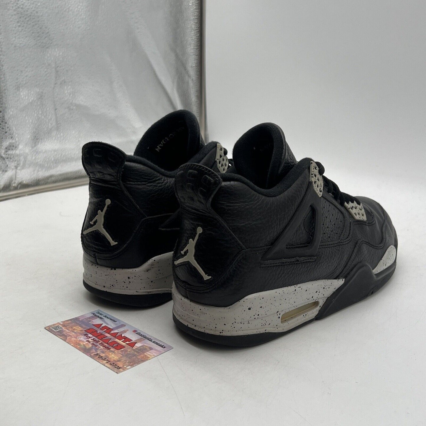 Size 10.5 - Jordan 4 Retro LS oreo 2015 Black Grey Leather (314254-003)