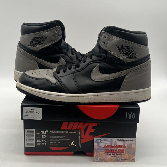 Size 10.5 - Jordan 1 Retro OG High Shadow Black Grey White Leather (555088-013)