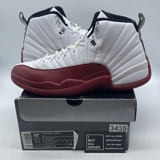 Size 10.5 - Air Jordan 12 Retro 2009 Cherry Black White Leather (130690-110)