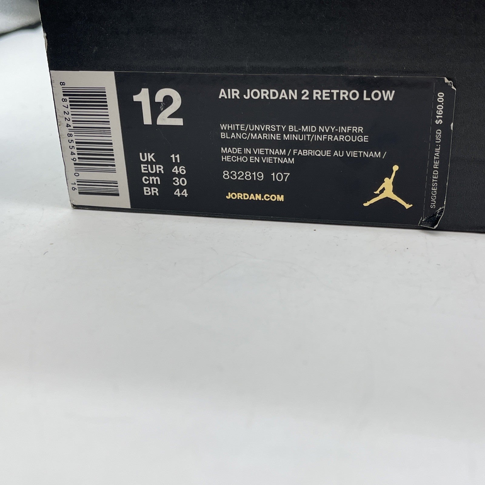 Size 12 - Air Jordan 2 Retro Low Midnight Navy White Leather (832819-107)