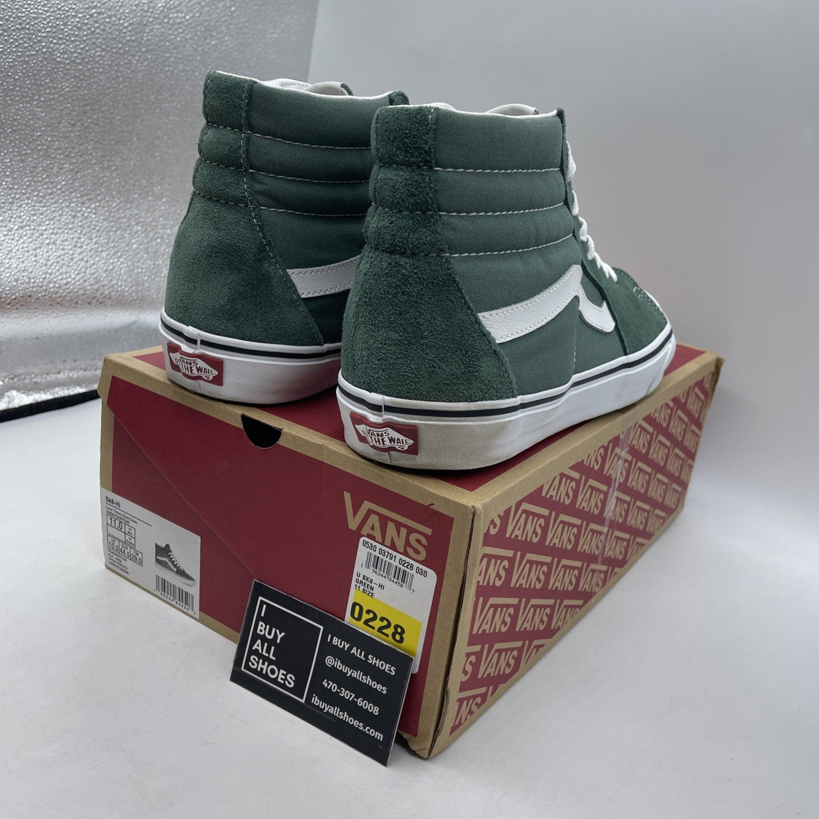 Size 11 - VANS Sk8 Hi Color Theory Duck Green White (VN0A7Q5NYQW)