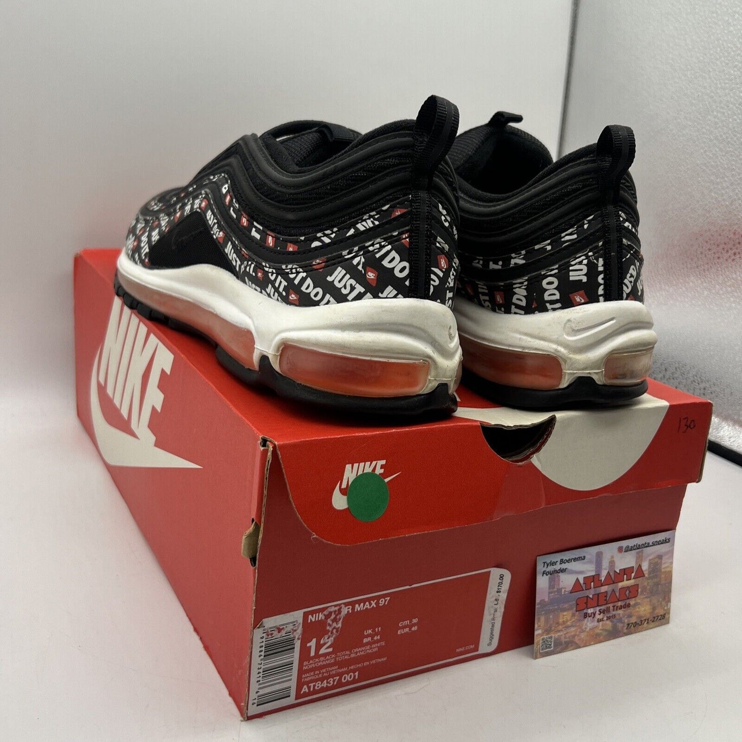 Size 12 - Nike Air Max 97 Just Do It Black White Red (AT8437-001)