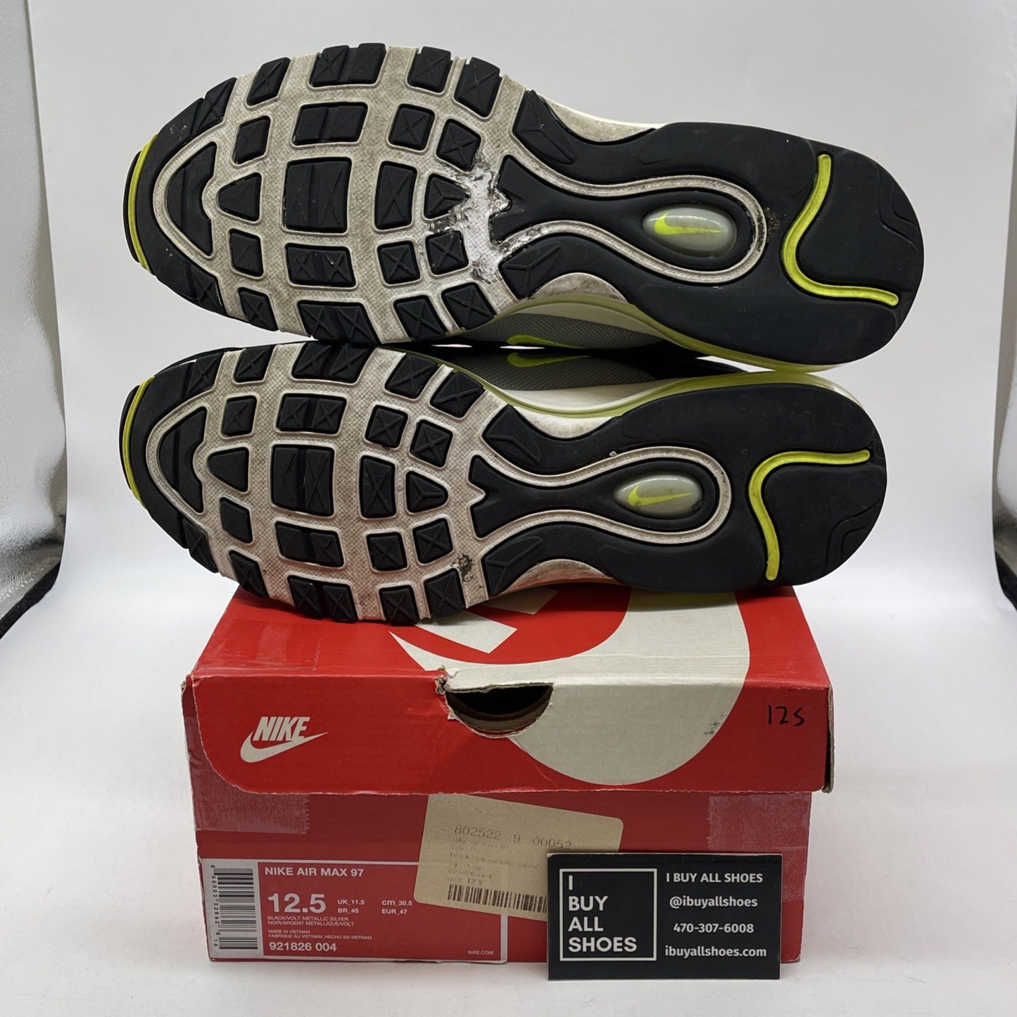 Size 12.5 - Nike Air Max 97 OG QS Neon Black Grey Suede (921826-004)