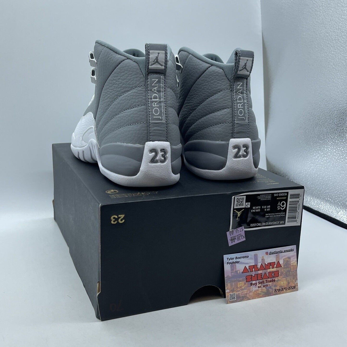 Size 7 - Jordan 12 Stealth 2022 Grey White Leather (153265-015)