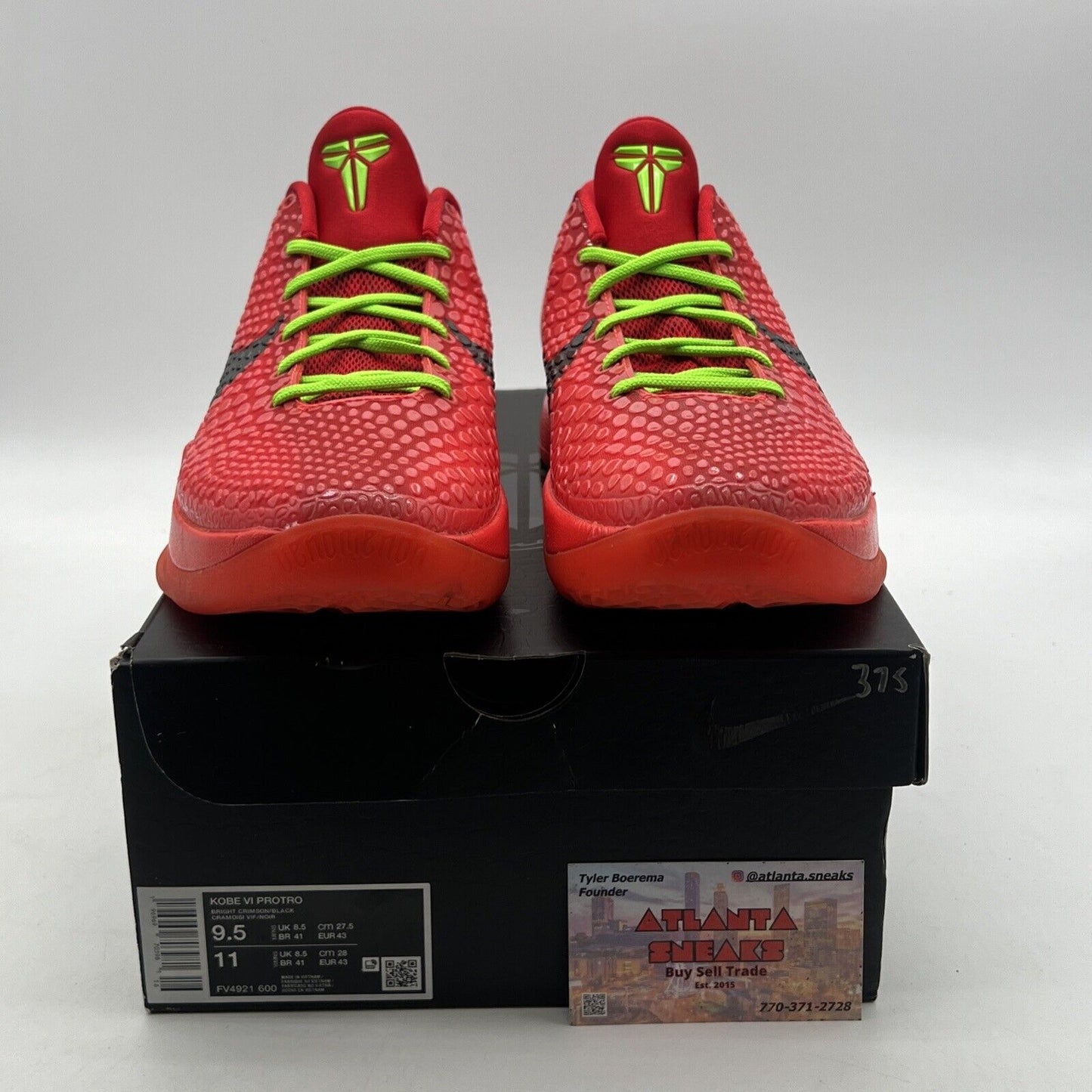 Size 9.5 - Nike Kobe 6 Protro Low Reverse Grinch (FV4921-600)