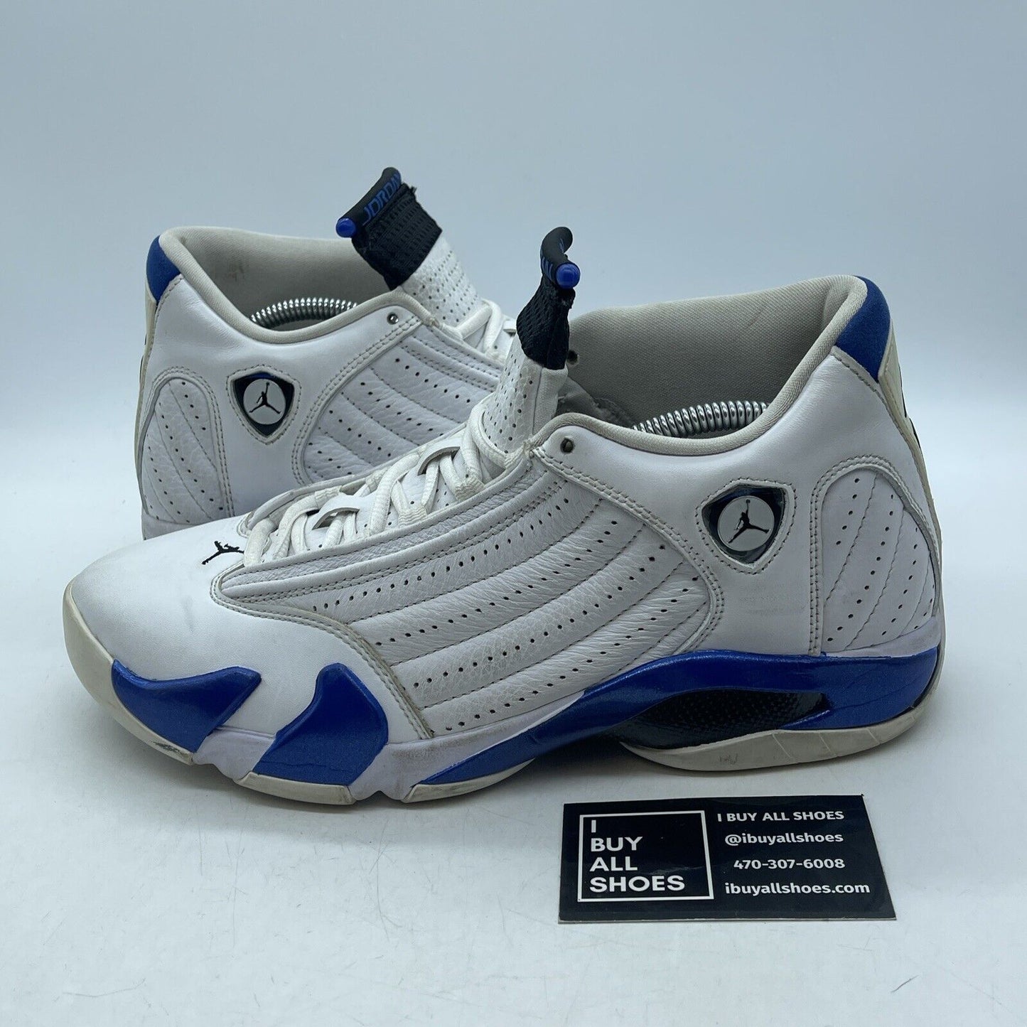 Size 9.5 - Air Jordan 14 Retro Hyper Royal Blue White Leather (487471-104)