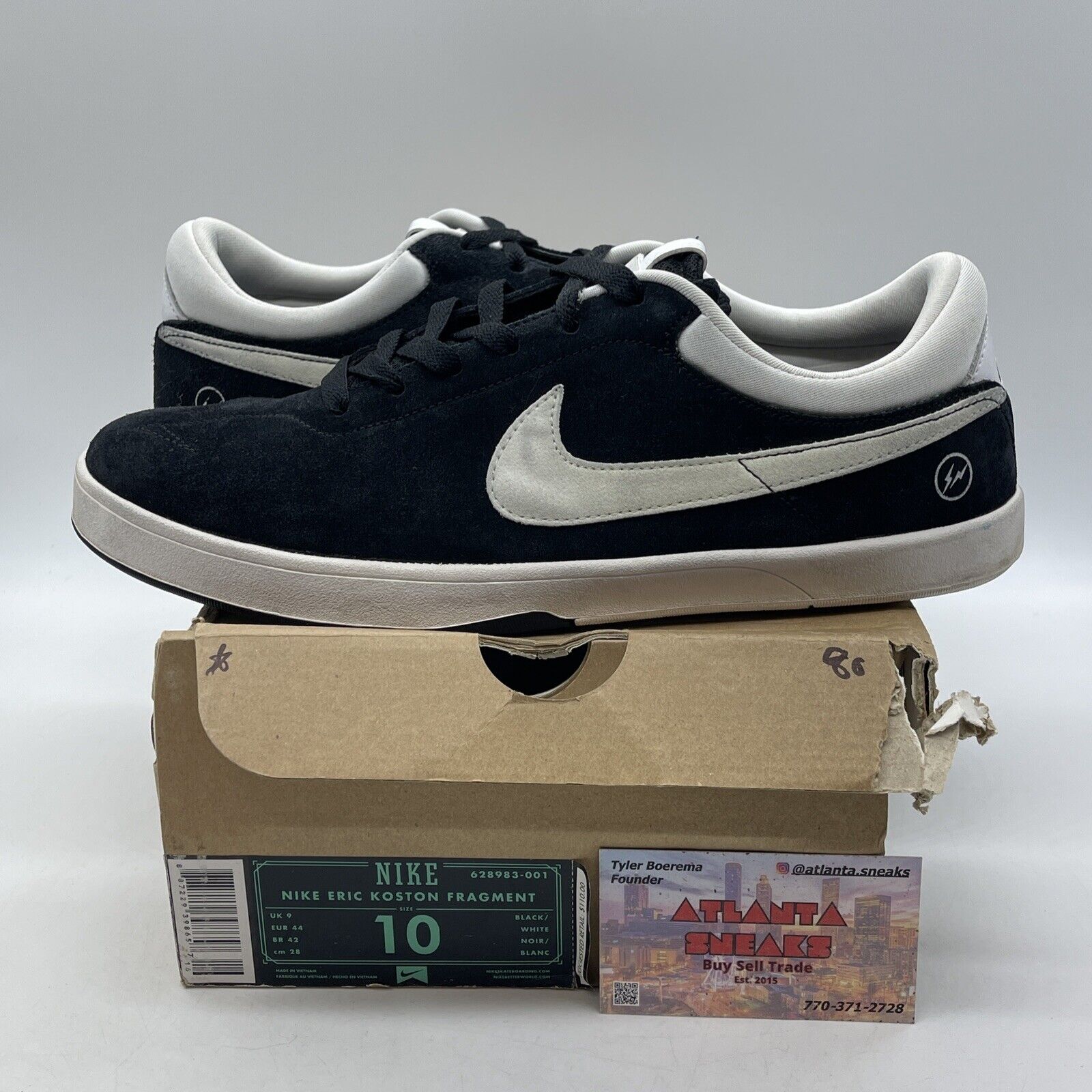 Size 10 - Nike Fragment Design x Eric Koston SB Black Suede (628983-001)