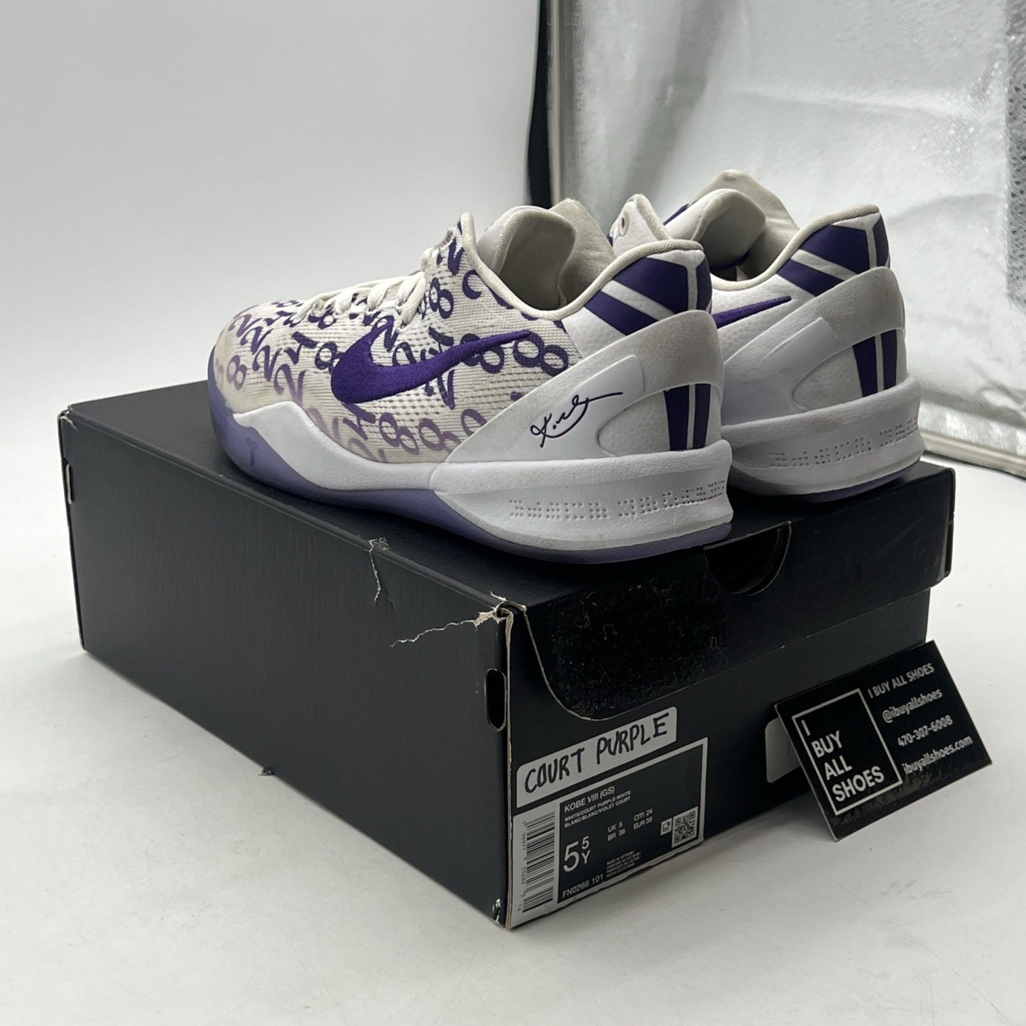 Size 5.5Y - Nike Kobe 8 Protro Court Purple (GS) (FN0266-101)
