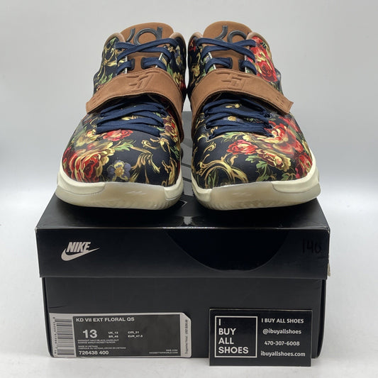 Size 13 - Nike KD 7 EXT QS Floral Brown Black Suede Leather (726438-400)