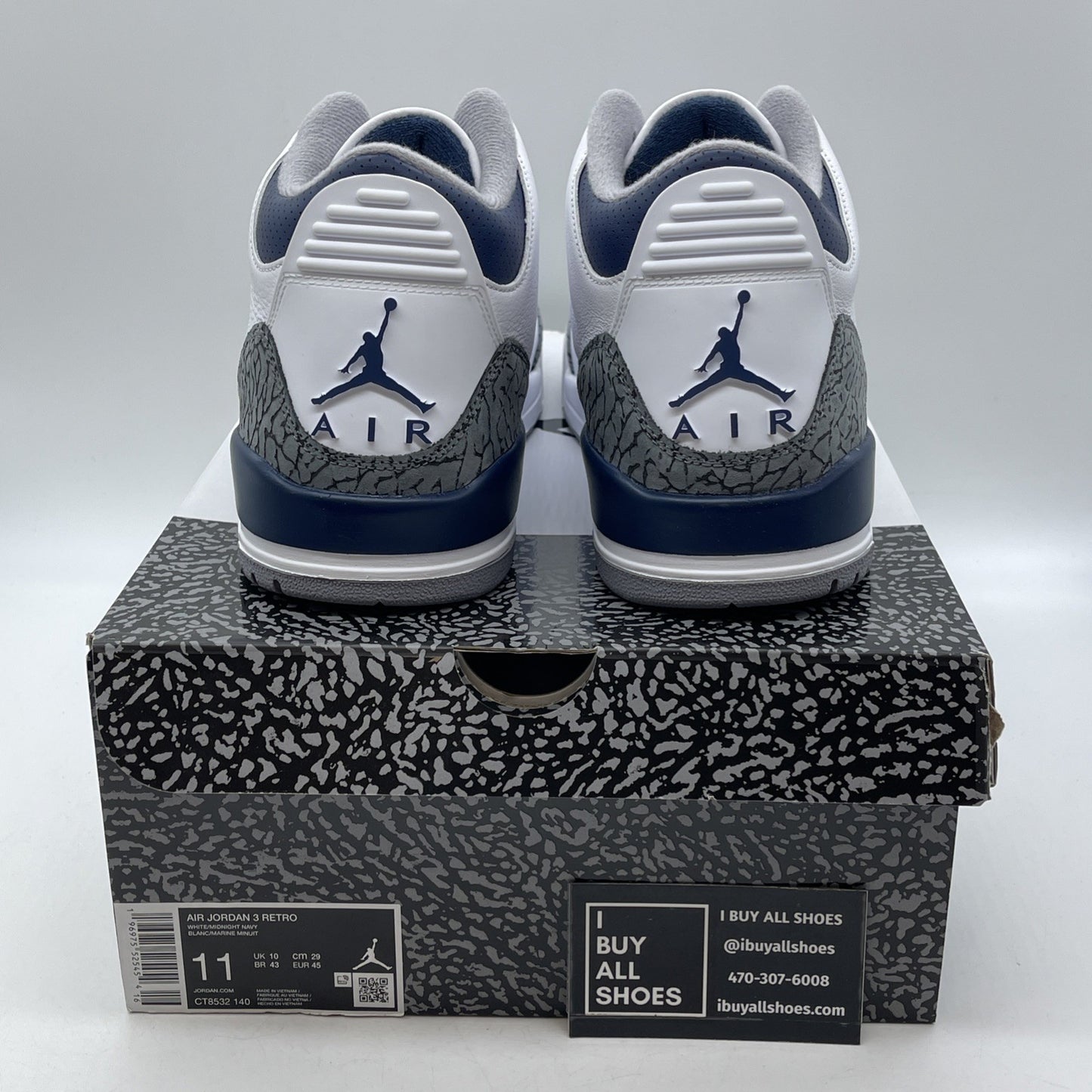 Size 11 - Air Jordan 3 Retro Midnight Navy Leather Suede (CT8532-140)